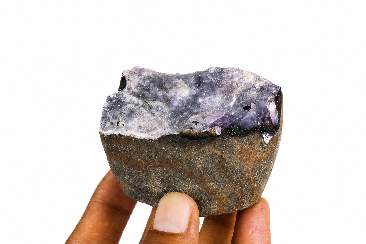 Natural Amethyst Quartz Geode Mineral Specimen 204g 6x4cm India