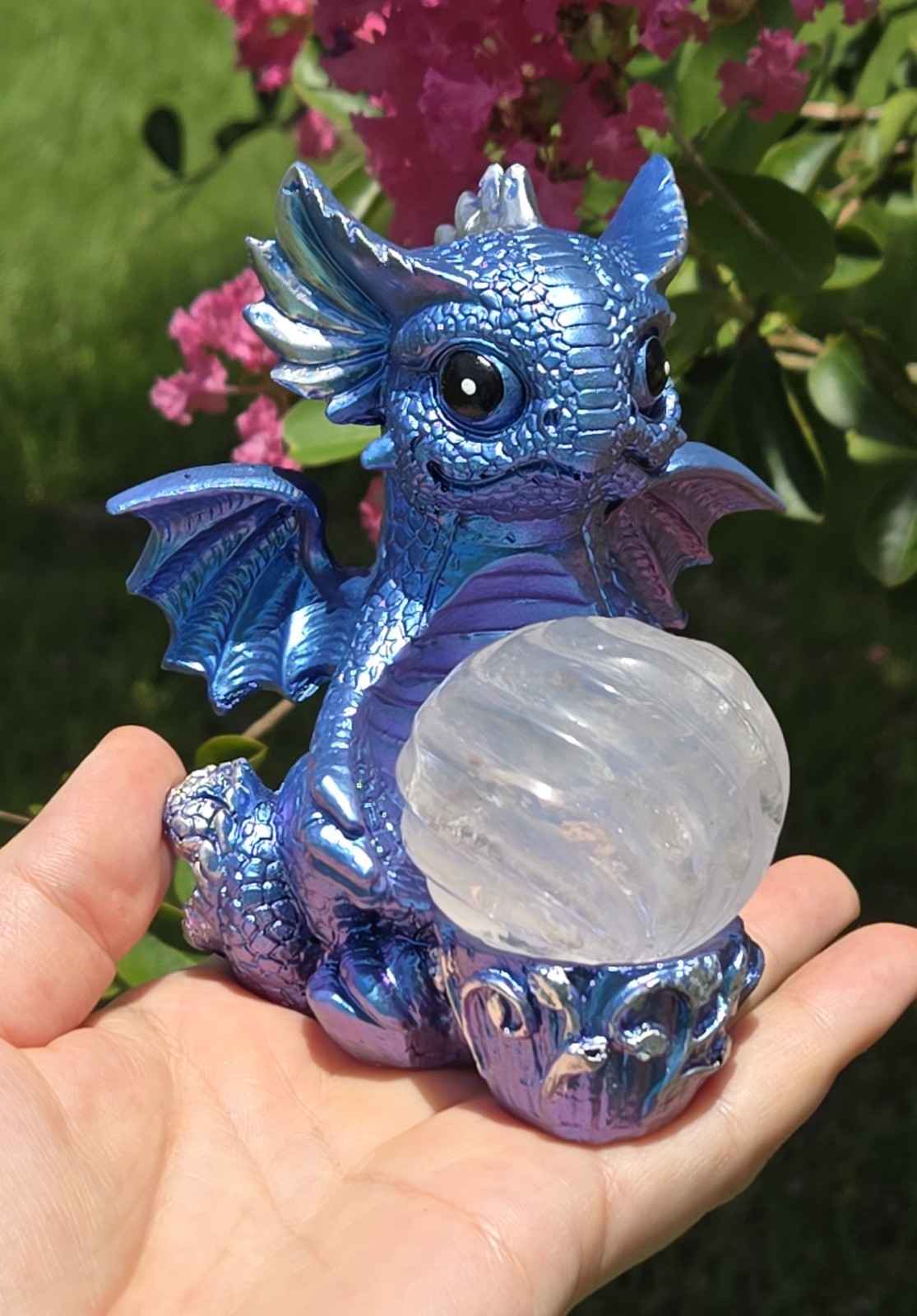 Gorgeous Resin Dragon Sphere Holder with Clear Quartz Crystal Sphere Set