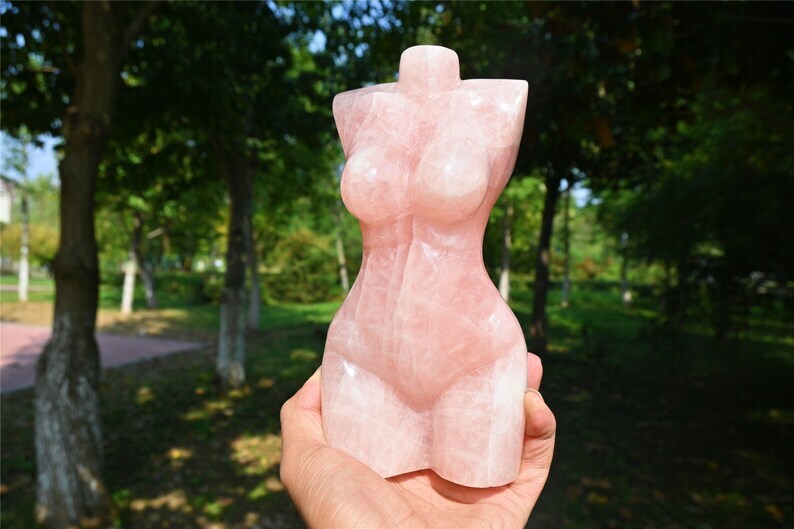 5.7”+ Carved Natural Rose quartz female model male model Reiki Crystal skull