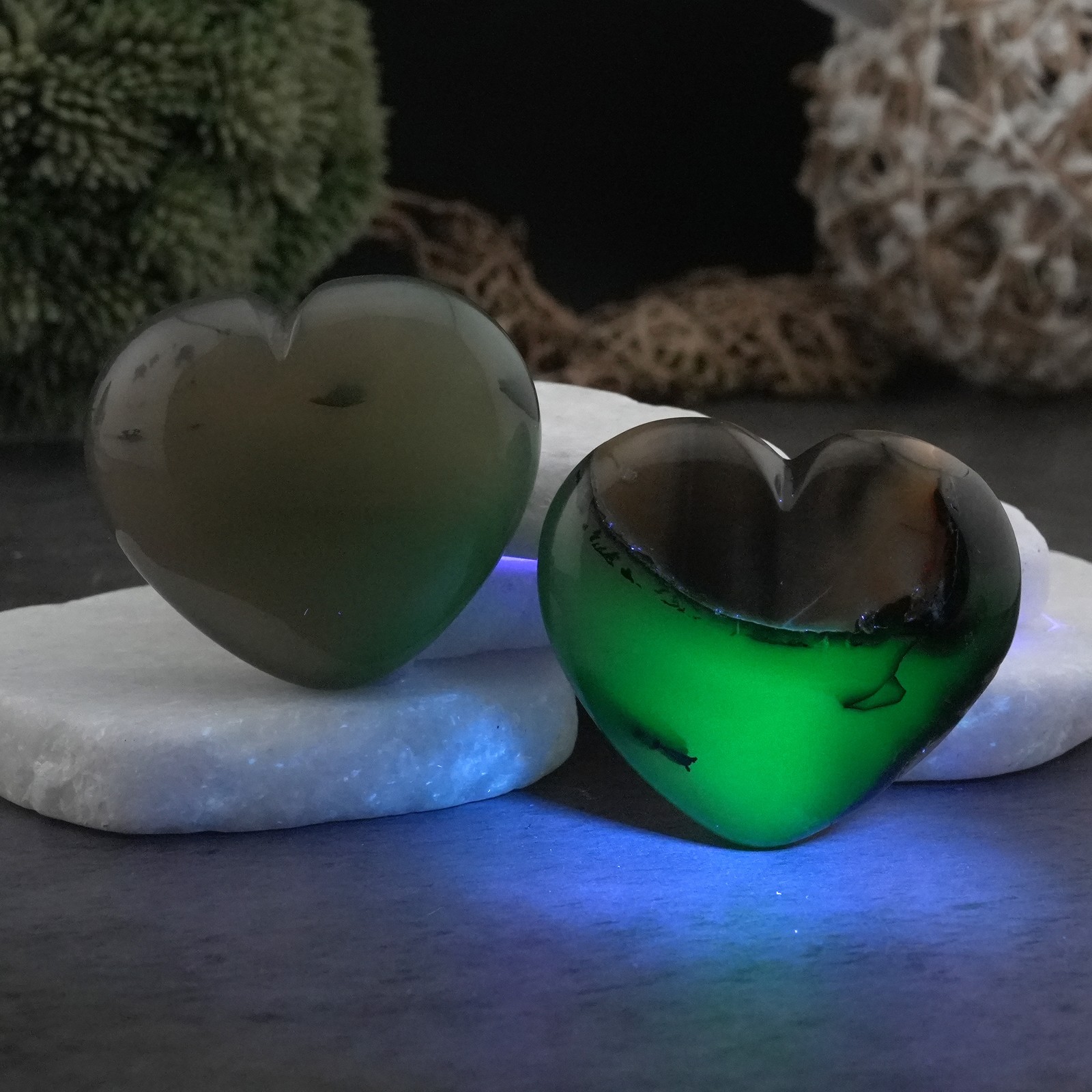 Volcano Agate Puffy Heart UV Reactive Crystal Gift Spiritual Protection Decor