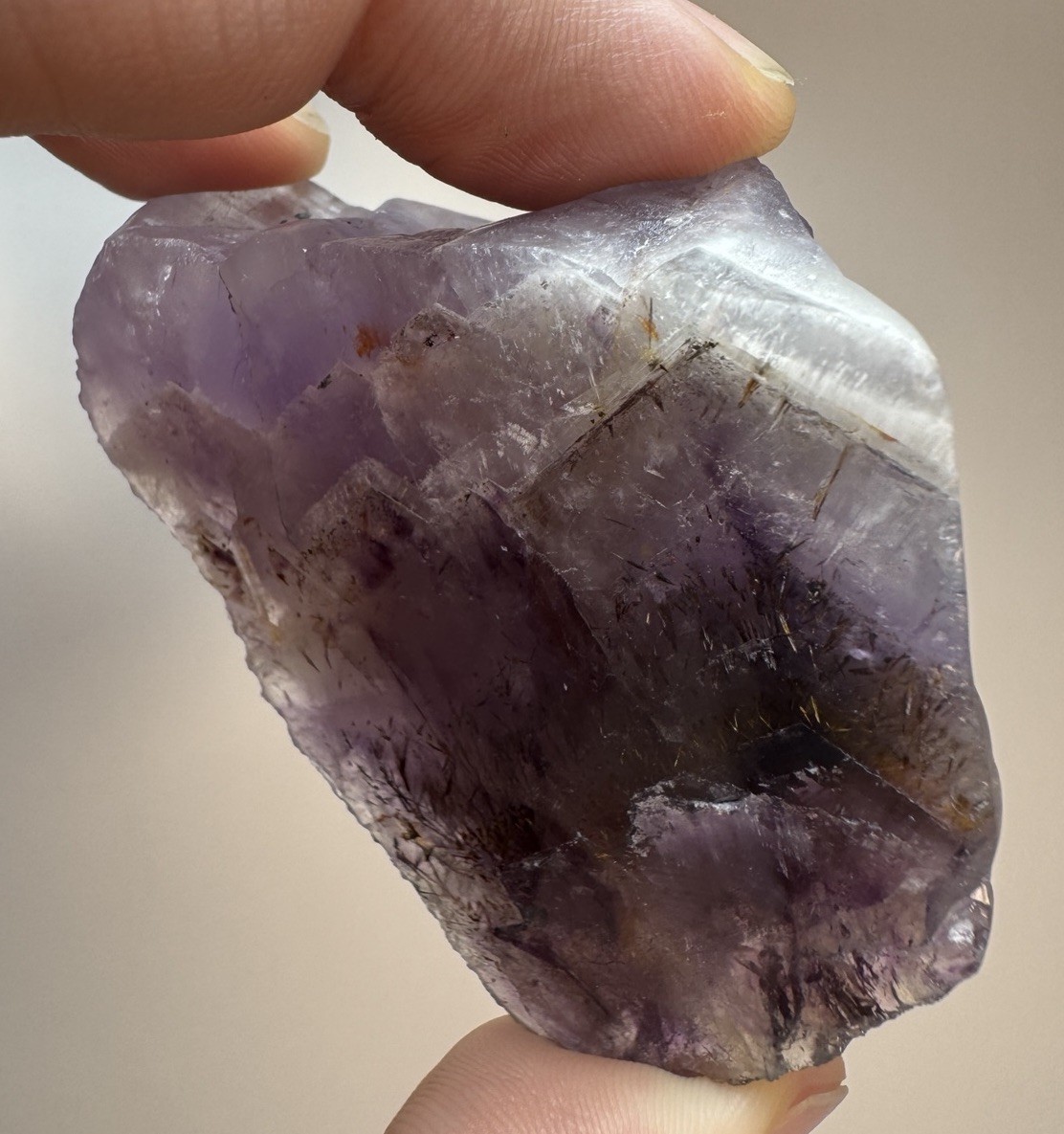 Boreal Amethyst Crystal Auralite23 Natural Phantom Reveal On Polished Face
