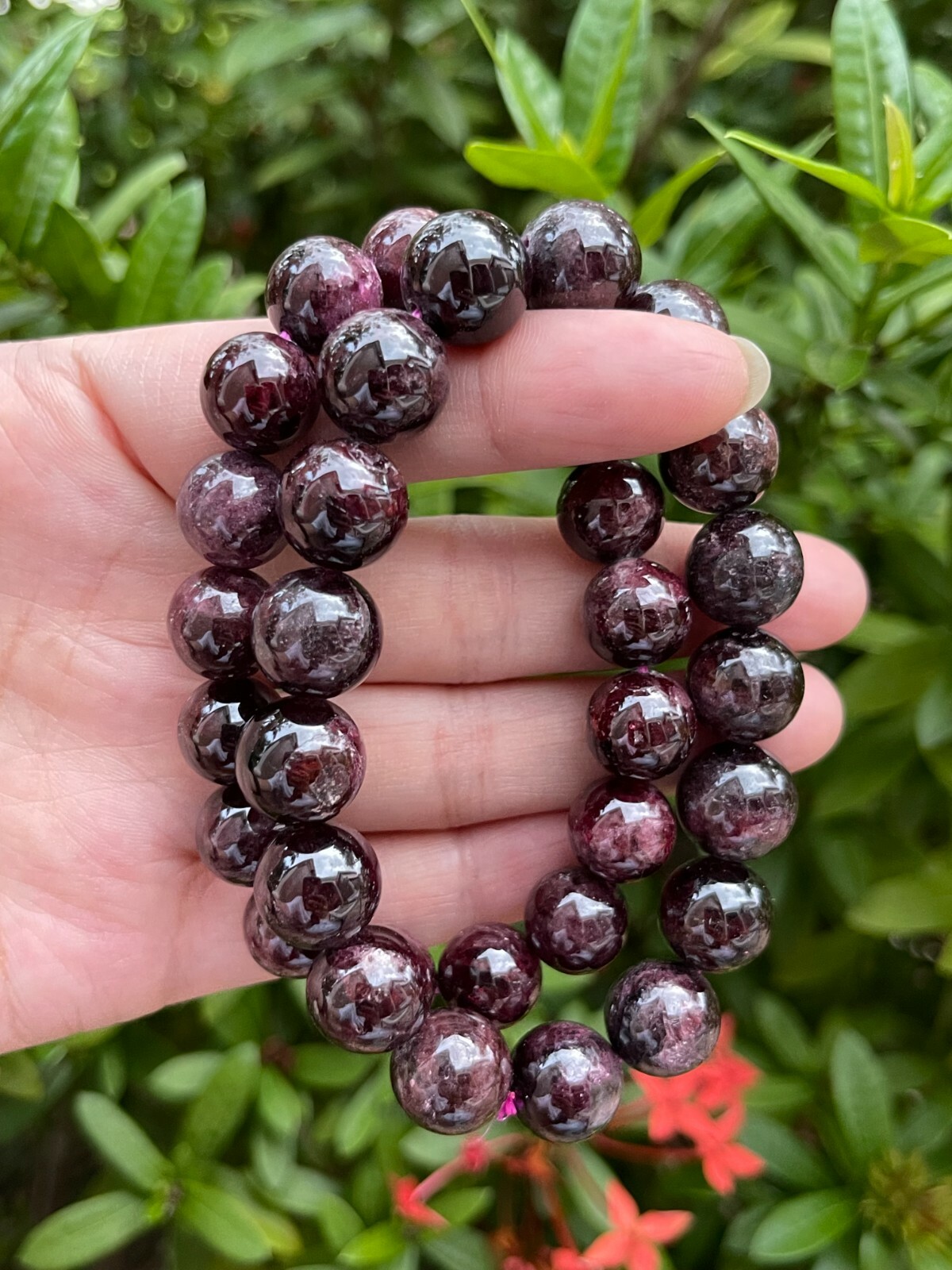 Grade A++ Garnet Crystal Bead Bracelet 12mm, Genuine Garnet Gemstone Bracelet