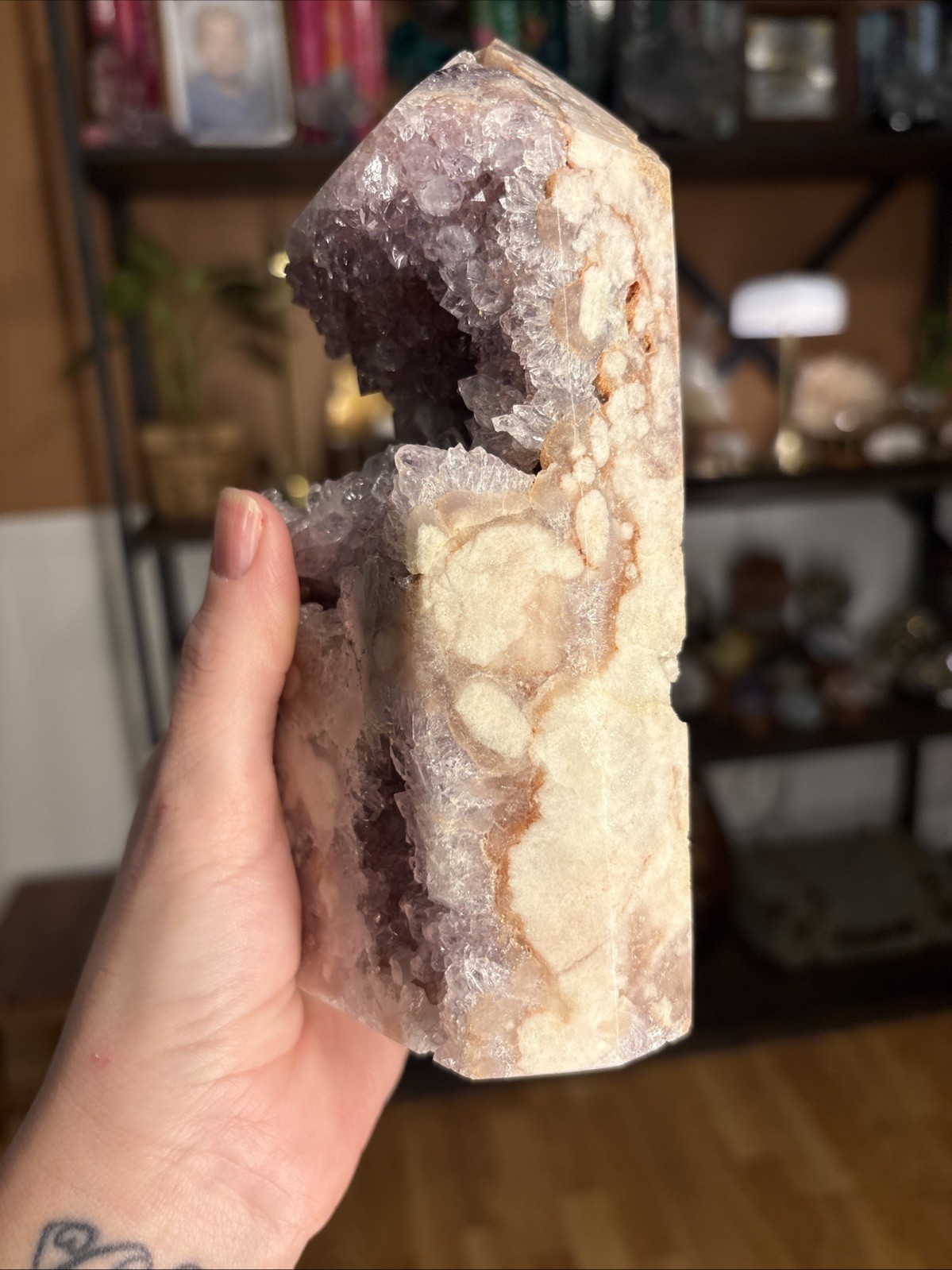 Large Pink Amethyst Druzy Tower, Lavender cluster