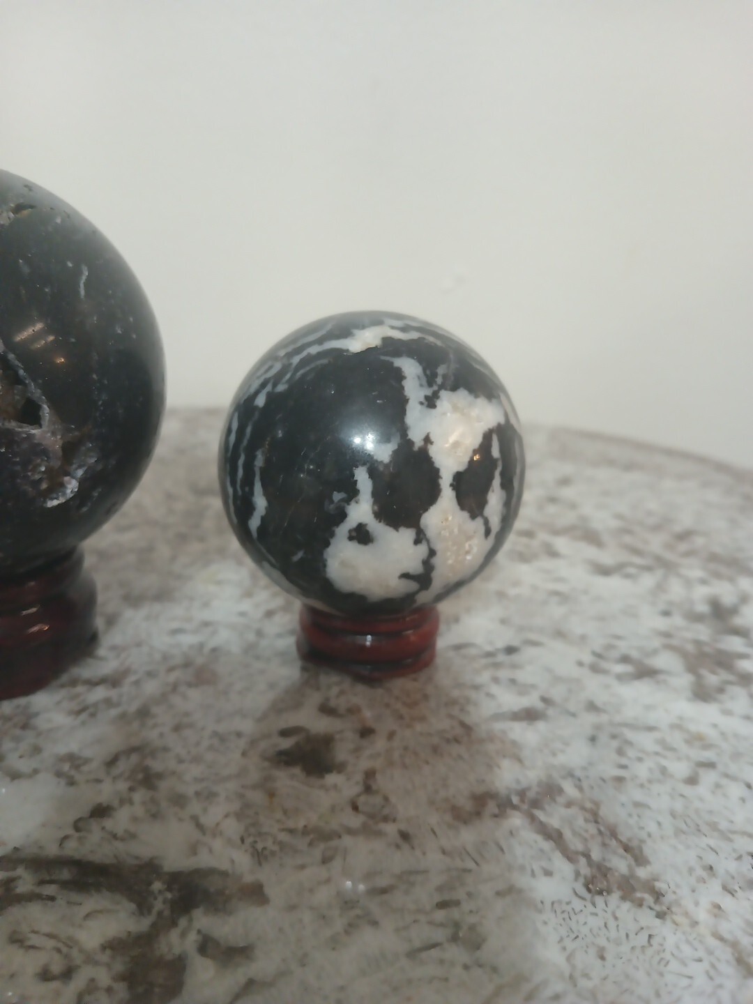 Black Polished Stone Geode Spheres