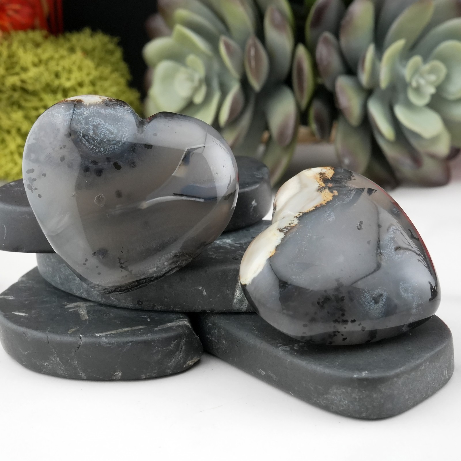 Volcano Agate Puffy Heart UV Reactive Crystal Gift Spiritual Protection Decor