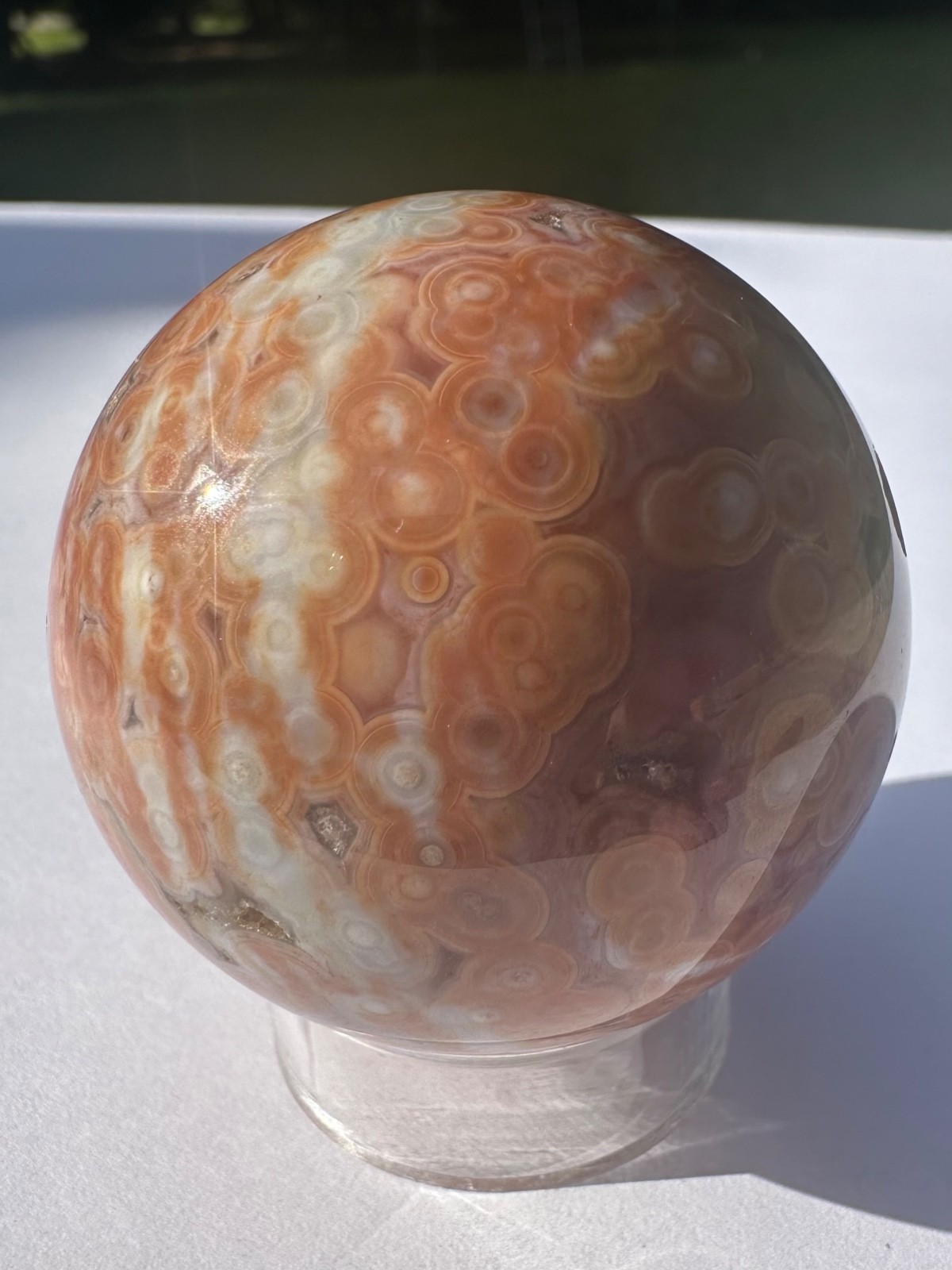 143g sparkling druzy 8th vein orbicular ocean jasper sphere polished crystalball