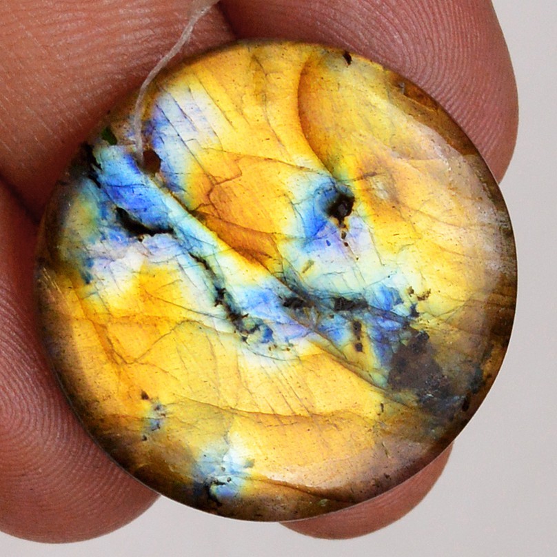 33Cts Natural Labradorite Front Drill Cabochon loose Gemstone 37x37mm #L431