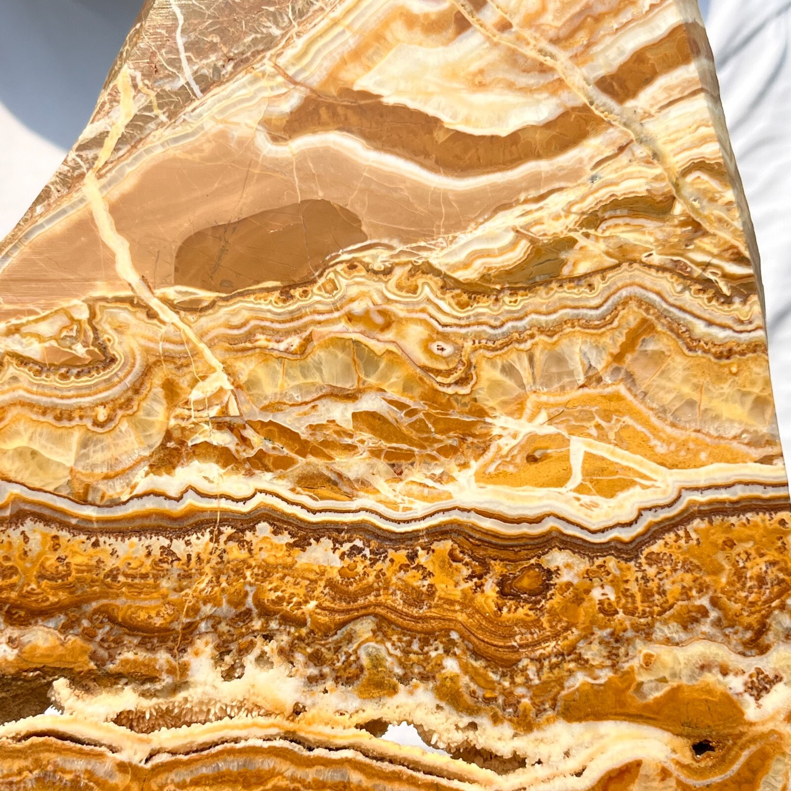 2130g Natural polychrome Banding Calcite Polished Slab Crystal Reiki Healing