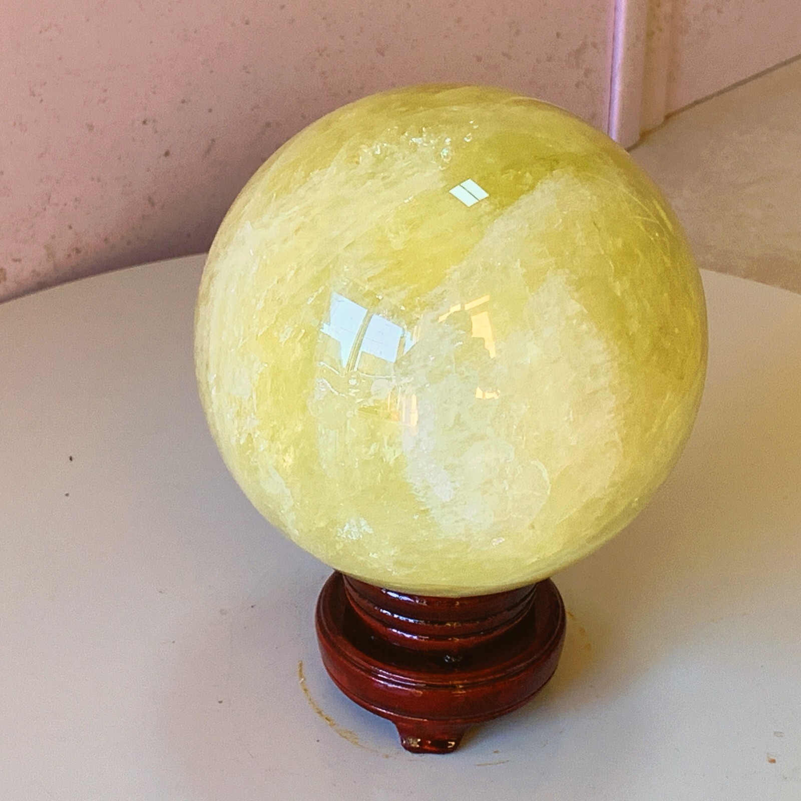 TOP 7.0LB Natural citrine Quartz Sphere Crystal globe Healing+stand YC11