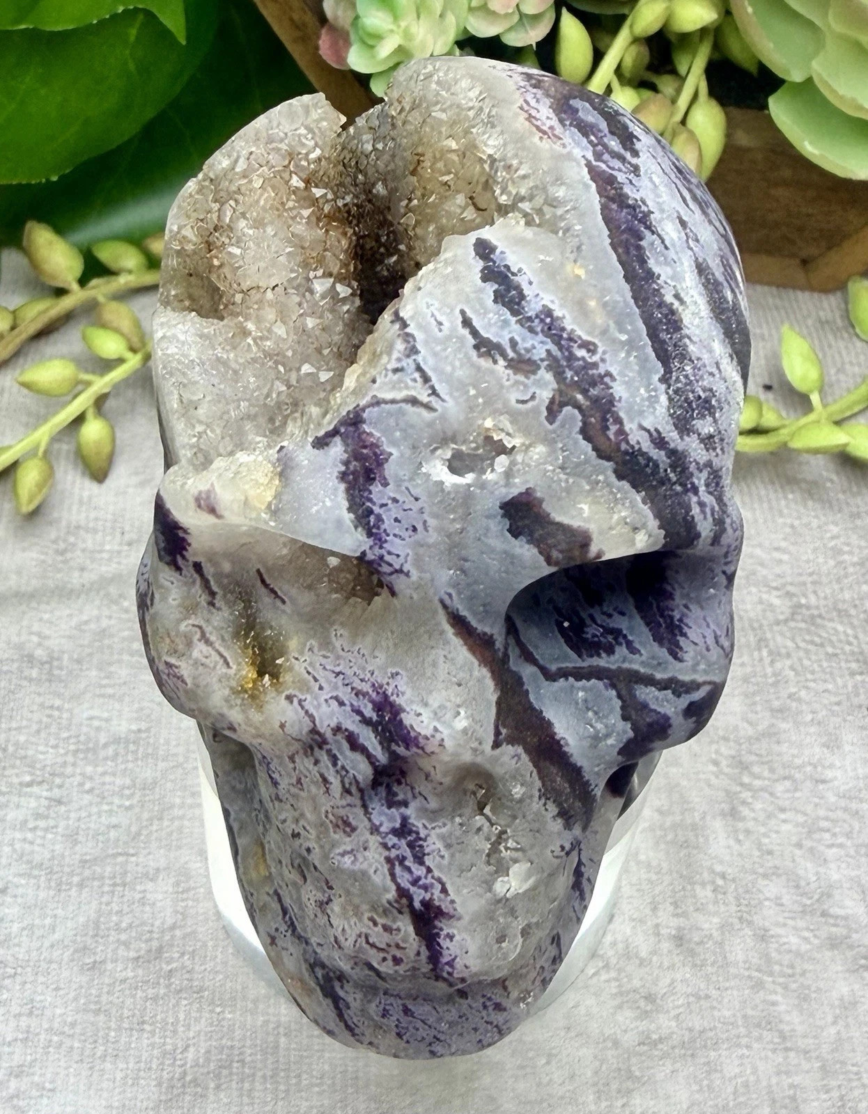 Crystal 328g Purple Sphalerite Skull Quartz Druzy Specimen Mineral Cluster