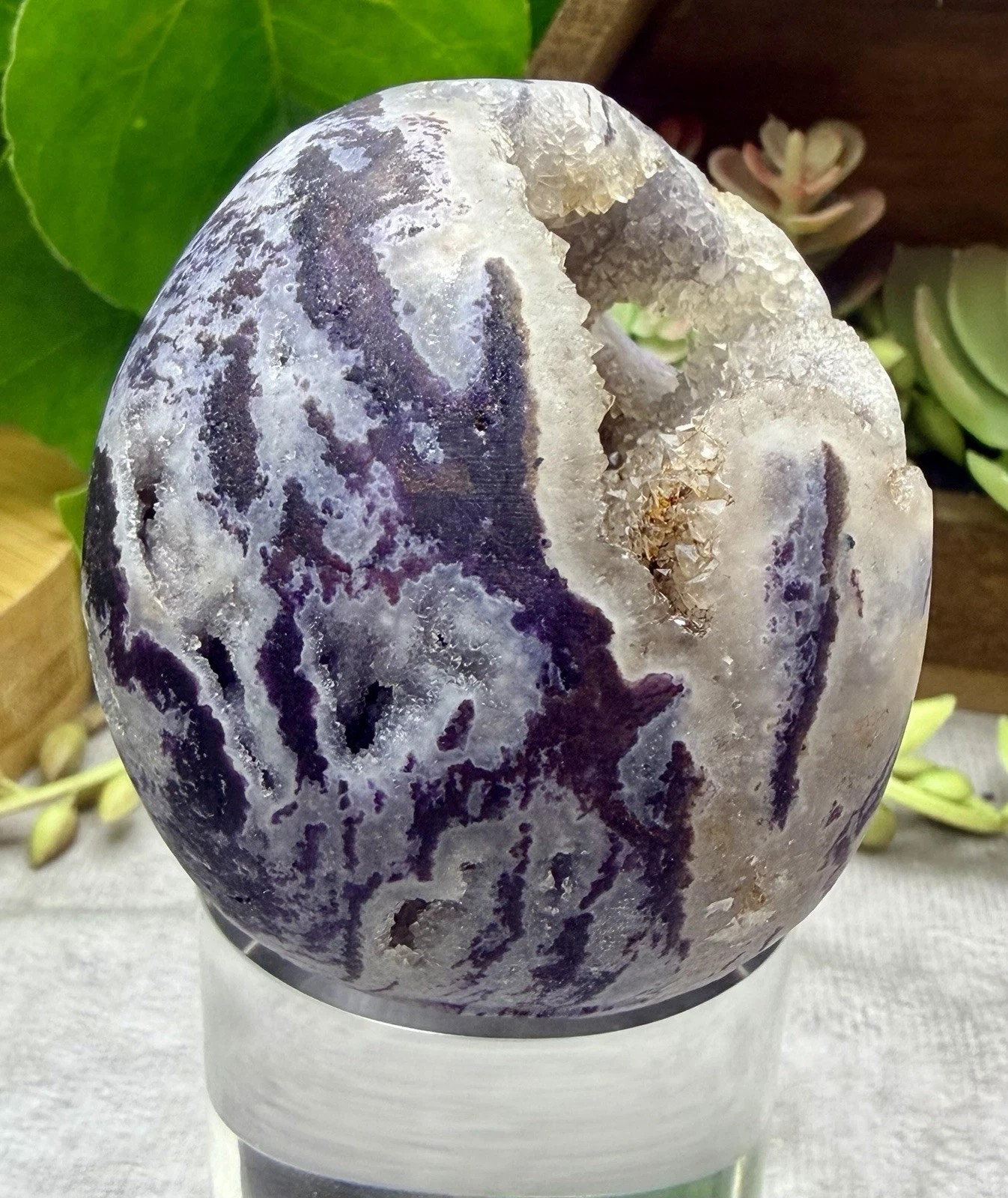 Crystal 328g Purple Sphalerite Skull Quartz Druzy Specimen Mineral Cluster