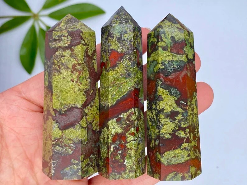Natural Dragon Bloodstone Jasper Healing Crystal Tower Generator Obelisk Gifts