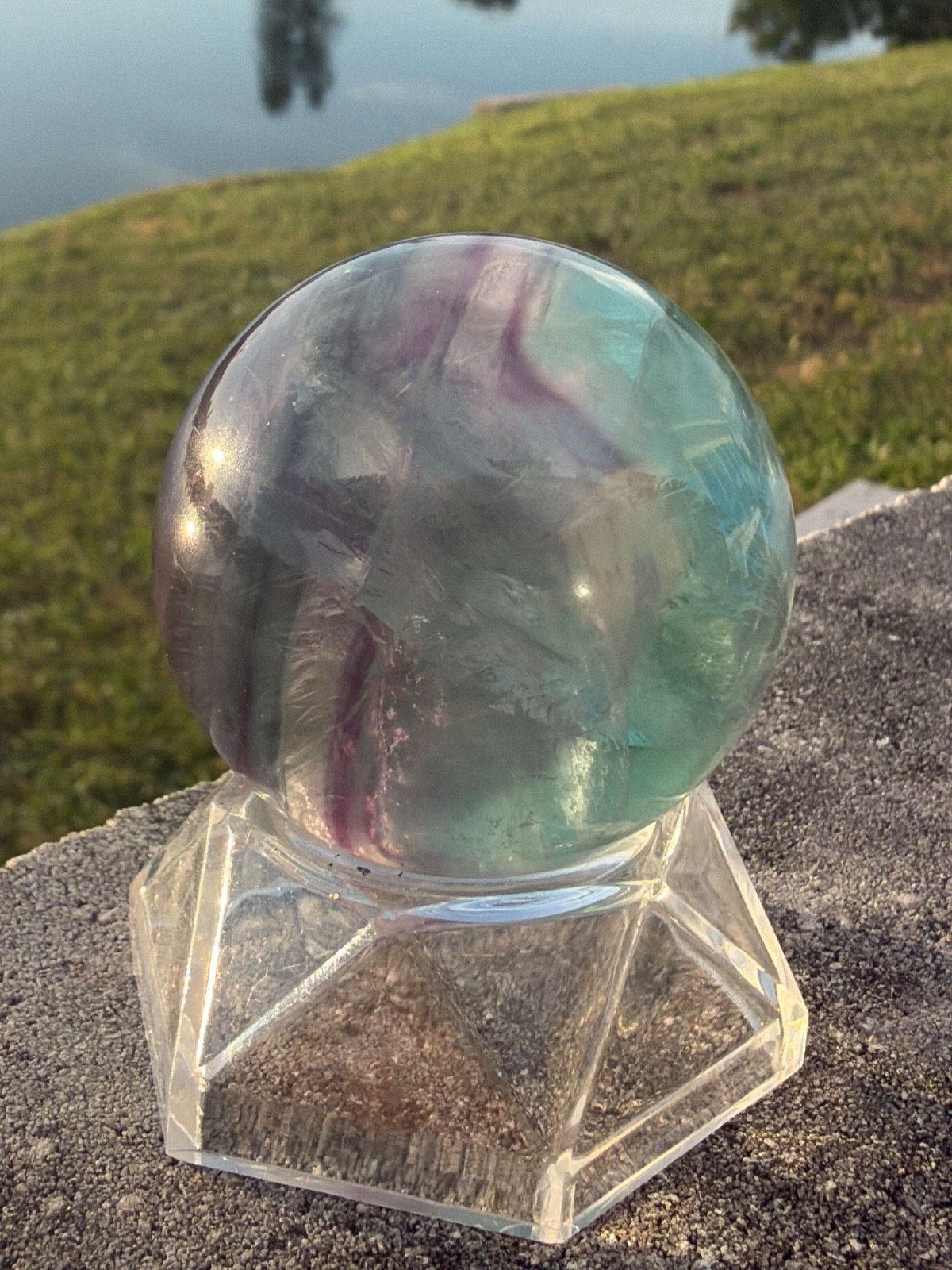 Natural Fluorite Sphere Crystal 50 mm Grade AA 205 grams