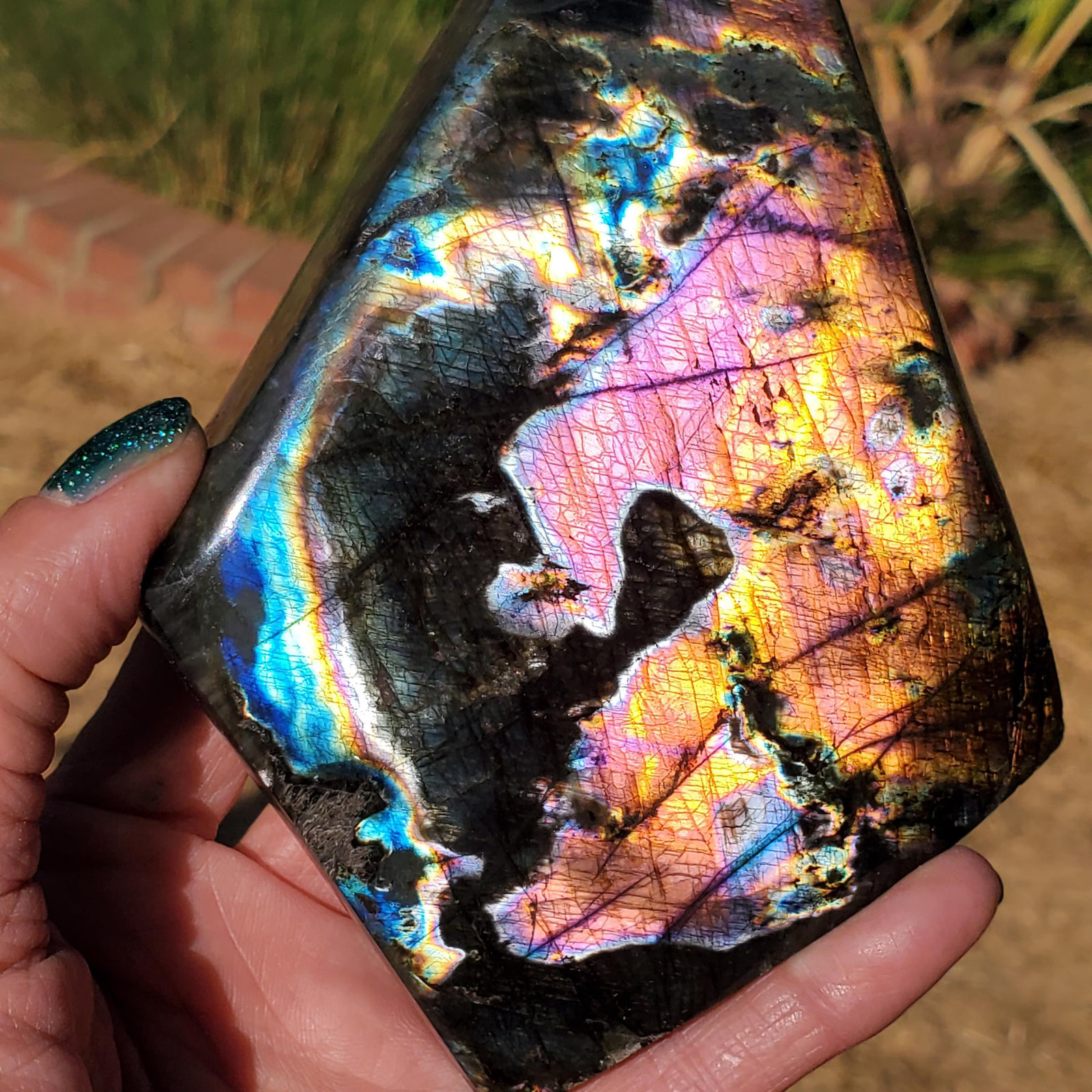 Labradorite Spectrolite “Stained Glass” Crystal Slab Freeform 504 grams