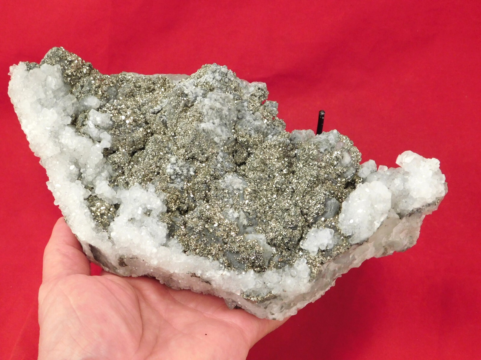 HUGE Pyrite Crystal Cluster With Fluorescent Calcite Crystals Mexico 2020gr