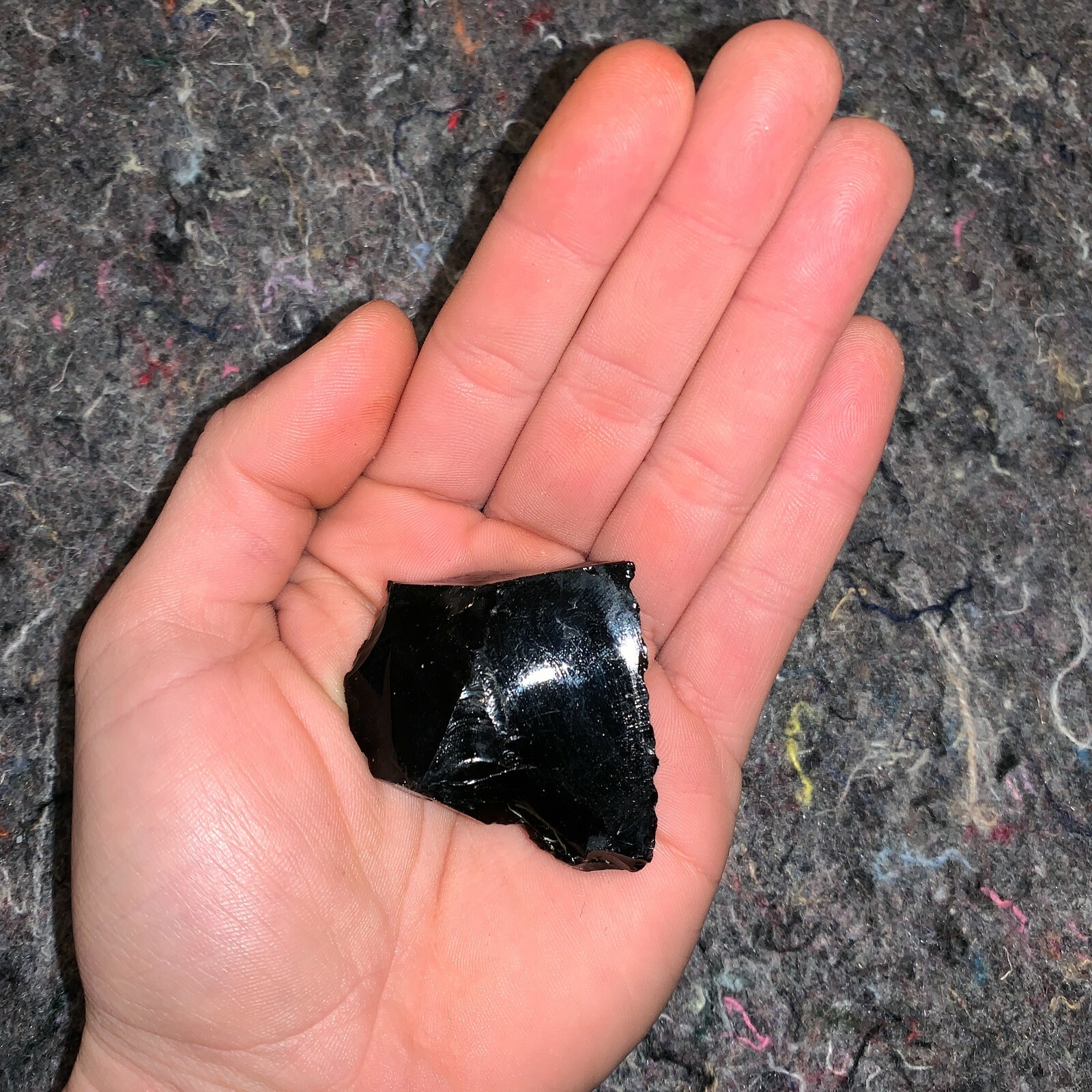 One (1) Charged Black Obsidian Rough Gemstone + A FREE Selenite Charging Stick