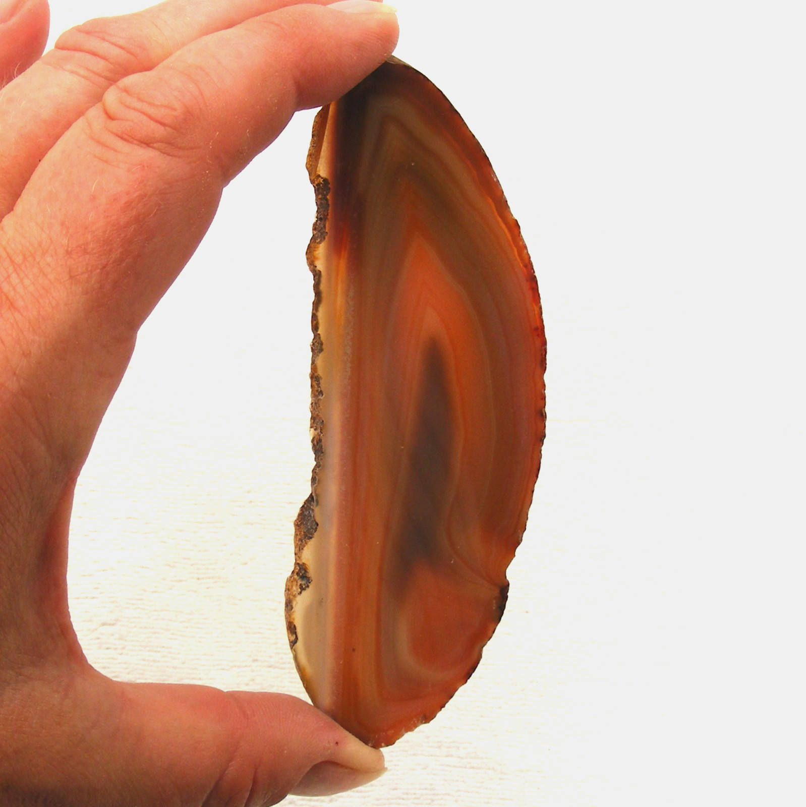 Natural Orange Agate Slice Polished Banded Geode Slice 11cm x 3.5cm