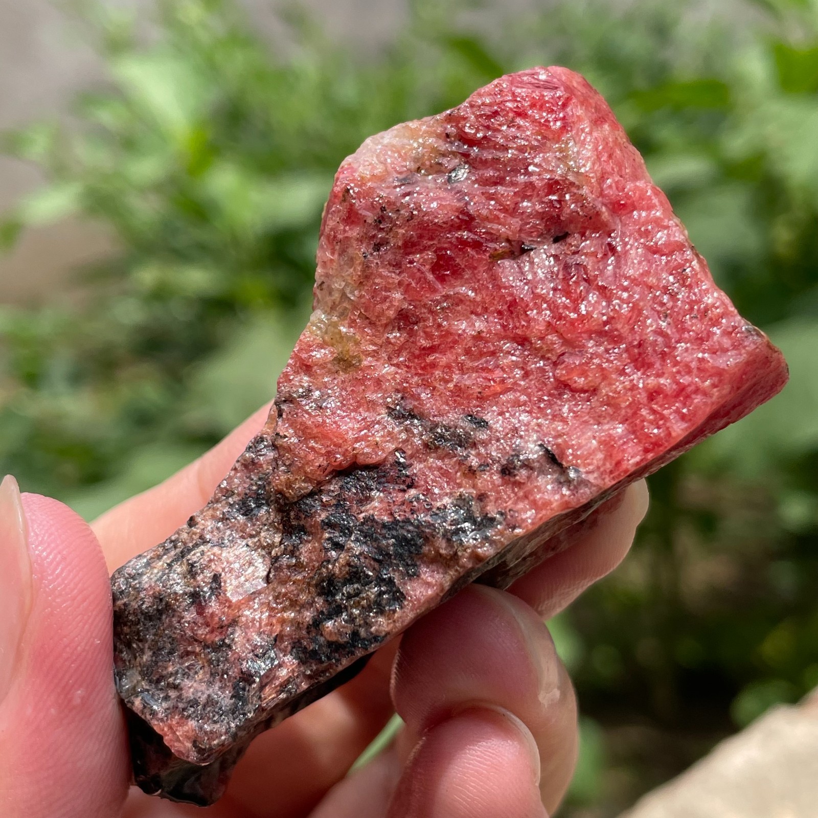 69g Small Raw Ore Red Black Rhodonite Quartz Gemstone Mineral Specimen