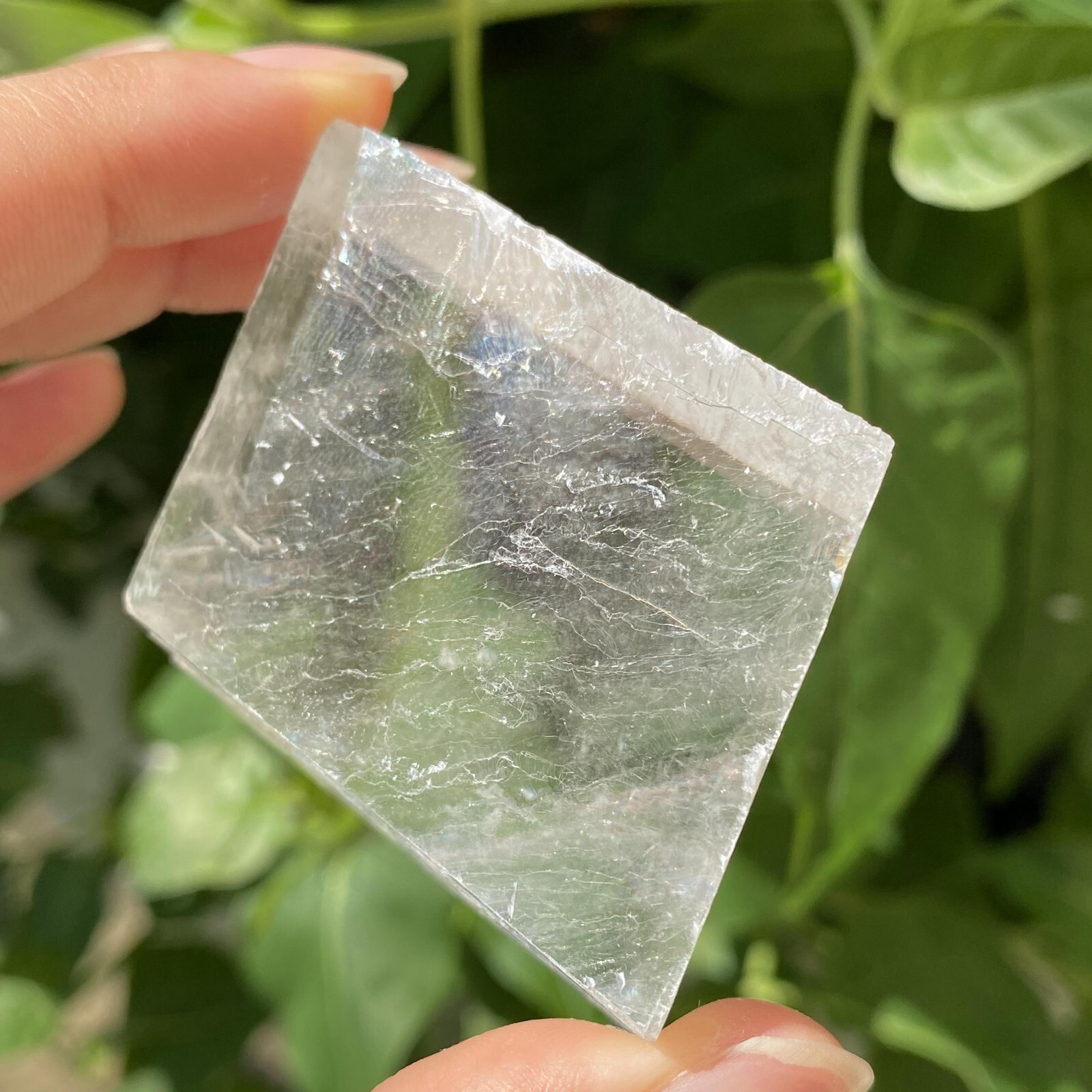 102g Natural Rainbow White Calcite Cube Specimen Crystal Quartz Healing Reiki