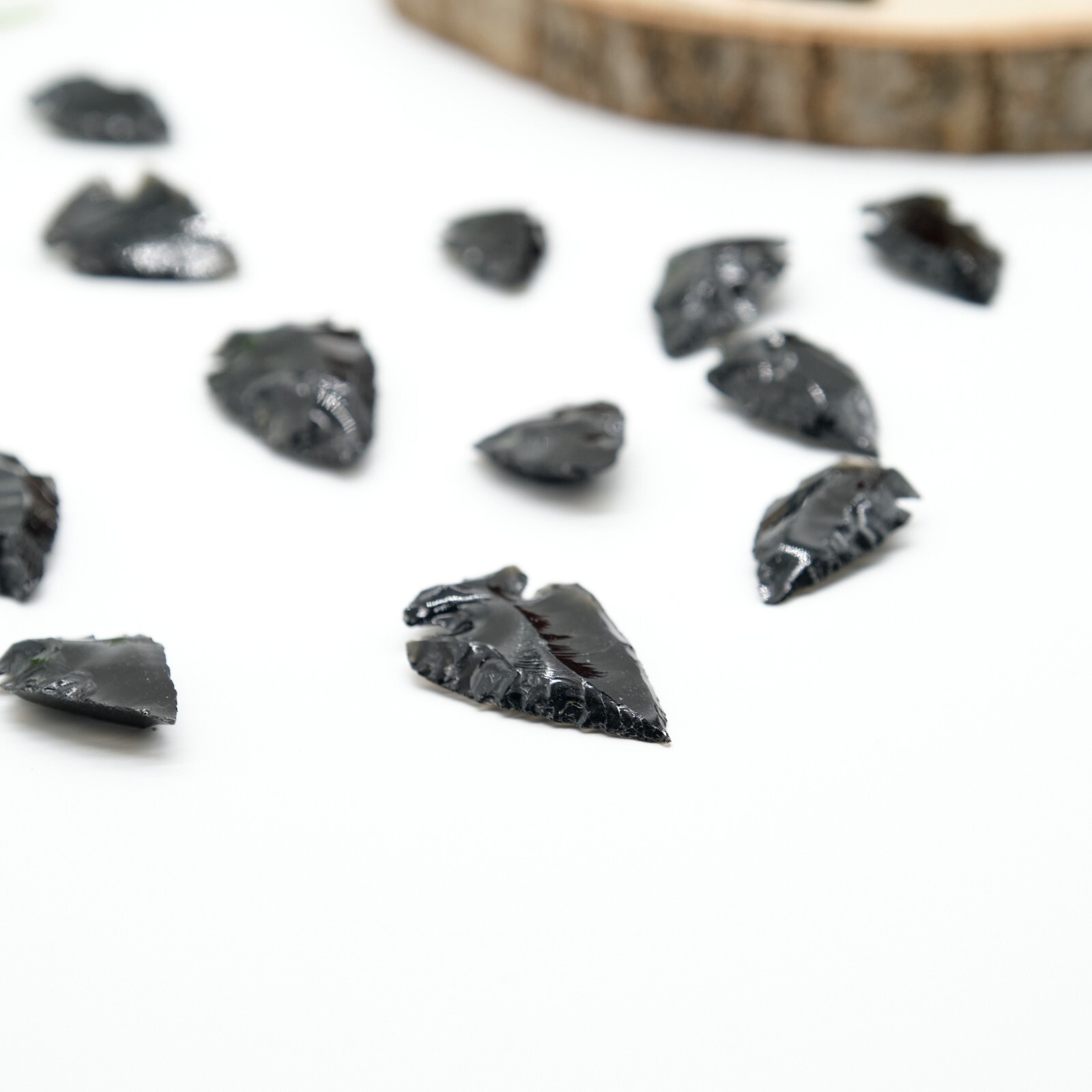 Black Obsidian Arrowhead Pendant Raw Point Carved Dragon Glass 3-5cm x 3 Pieces