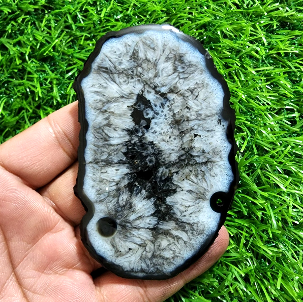 386ct Awesome Slice Agate Druzy, Polished Geode Slab Crystal for Jewelry Making