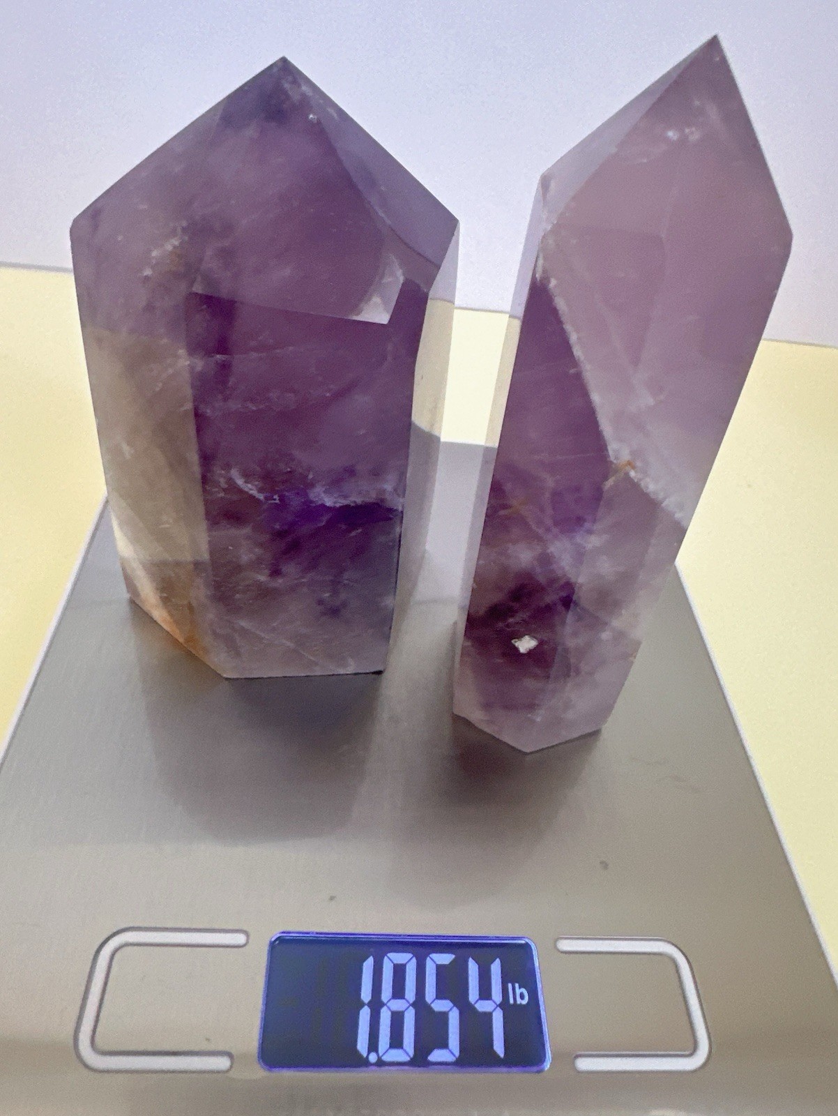 Natural Amethyst Crystal Tower Point Obelisk Polished Healing Quartz Home Decor