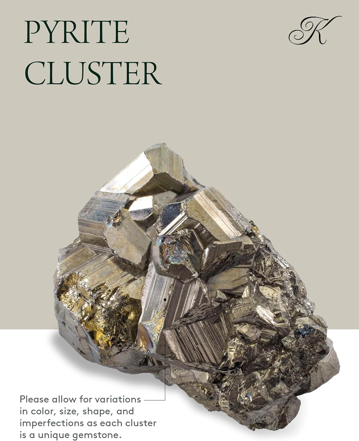 KALIFANO Natural Pyrite Cluster – High Energy Iron Piedra Pirita from Peru with