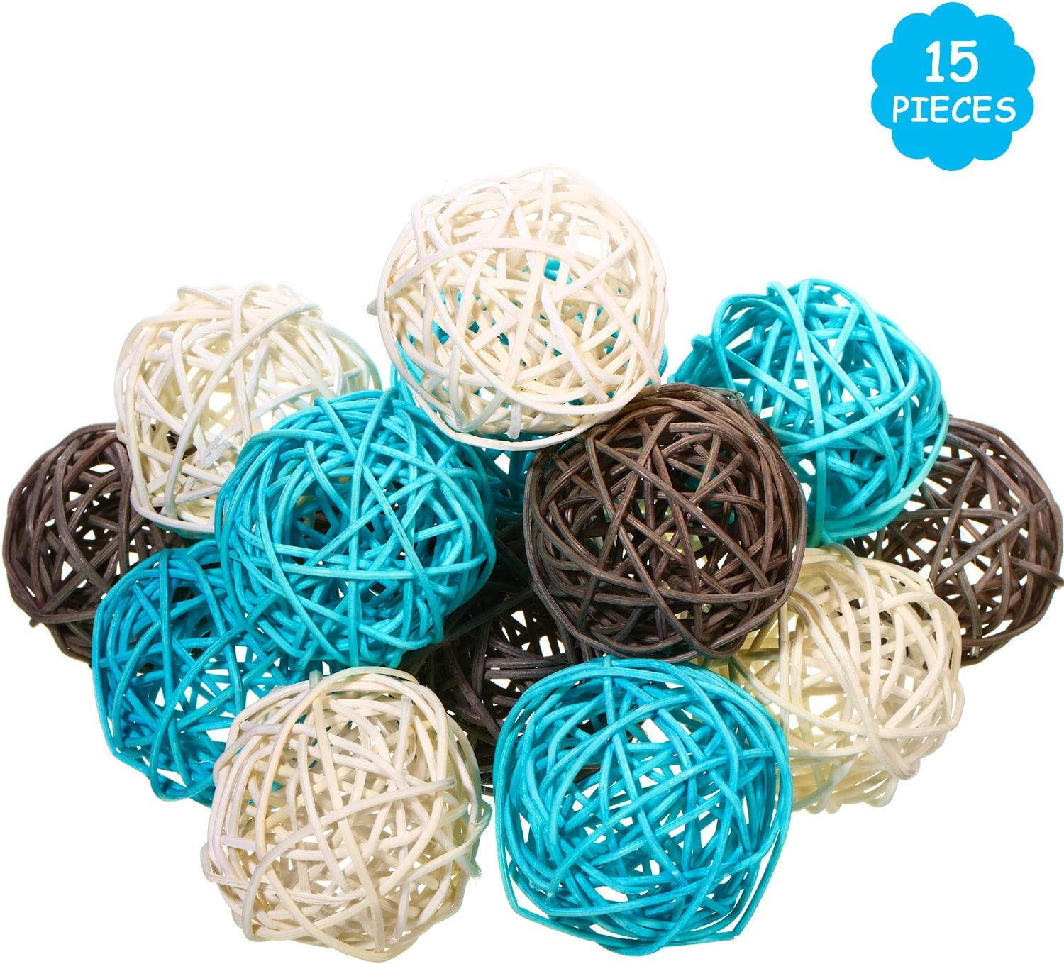 15 Pieces Wicker Rattan Balls Decorative Orbs Vase Fillers for Craft, Party, Wed
