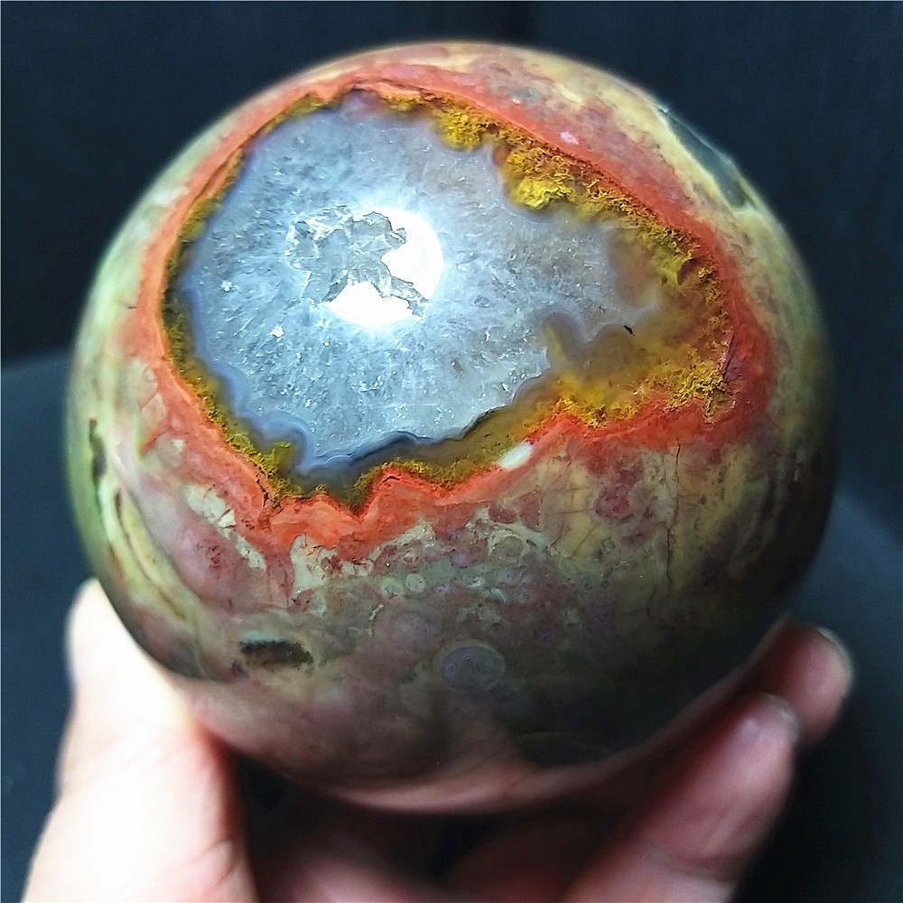 TOP 664G 78mm Natural Polished Colorful Agate Stone Sphere Ball Healing Ca900