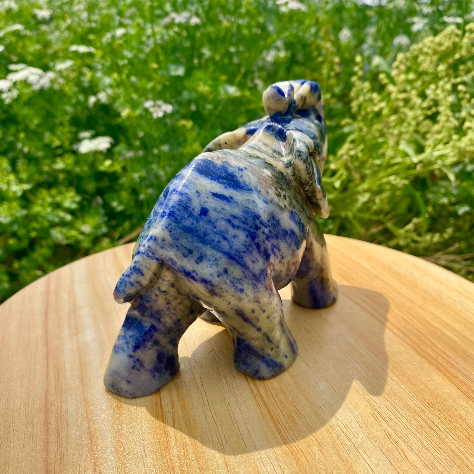 1.9LB Natural lapis lazuli quartz carving elephant spiritual healing