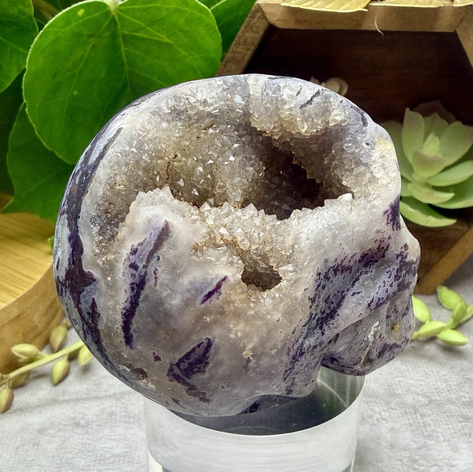 Crystal 328g Purple Sphalerite Skull Quartz Druzy Specimen Mineral Cluster