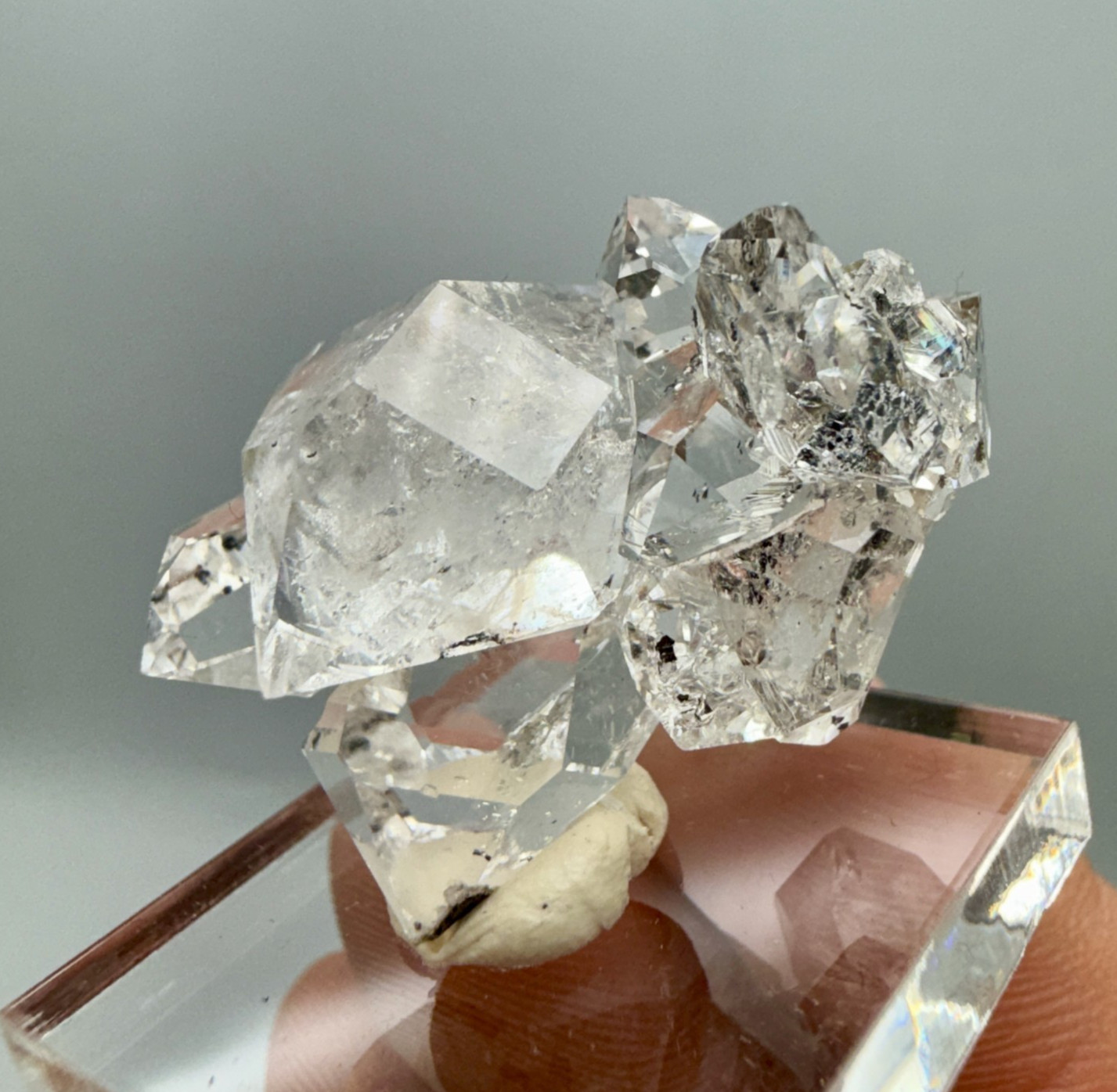 A Grade Herkimer Diamond Gem Cluster, 12 Crystals w/ Minor Black Hydrocarbon
