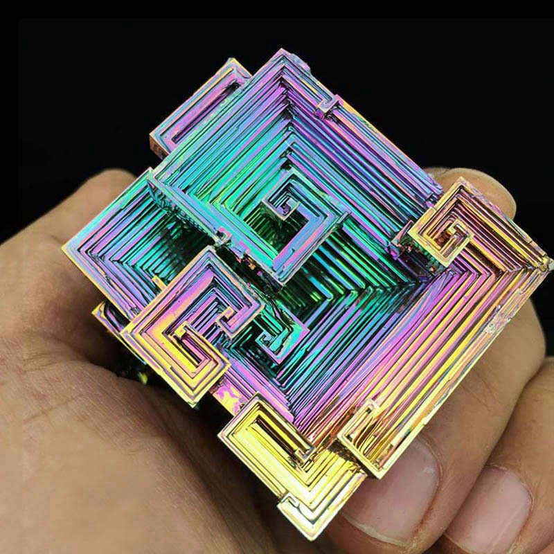 Natural Rainbow Aura Titanium Bismuth Crystal Cluster Energy Meditation Stone