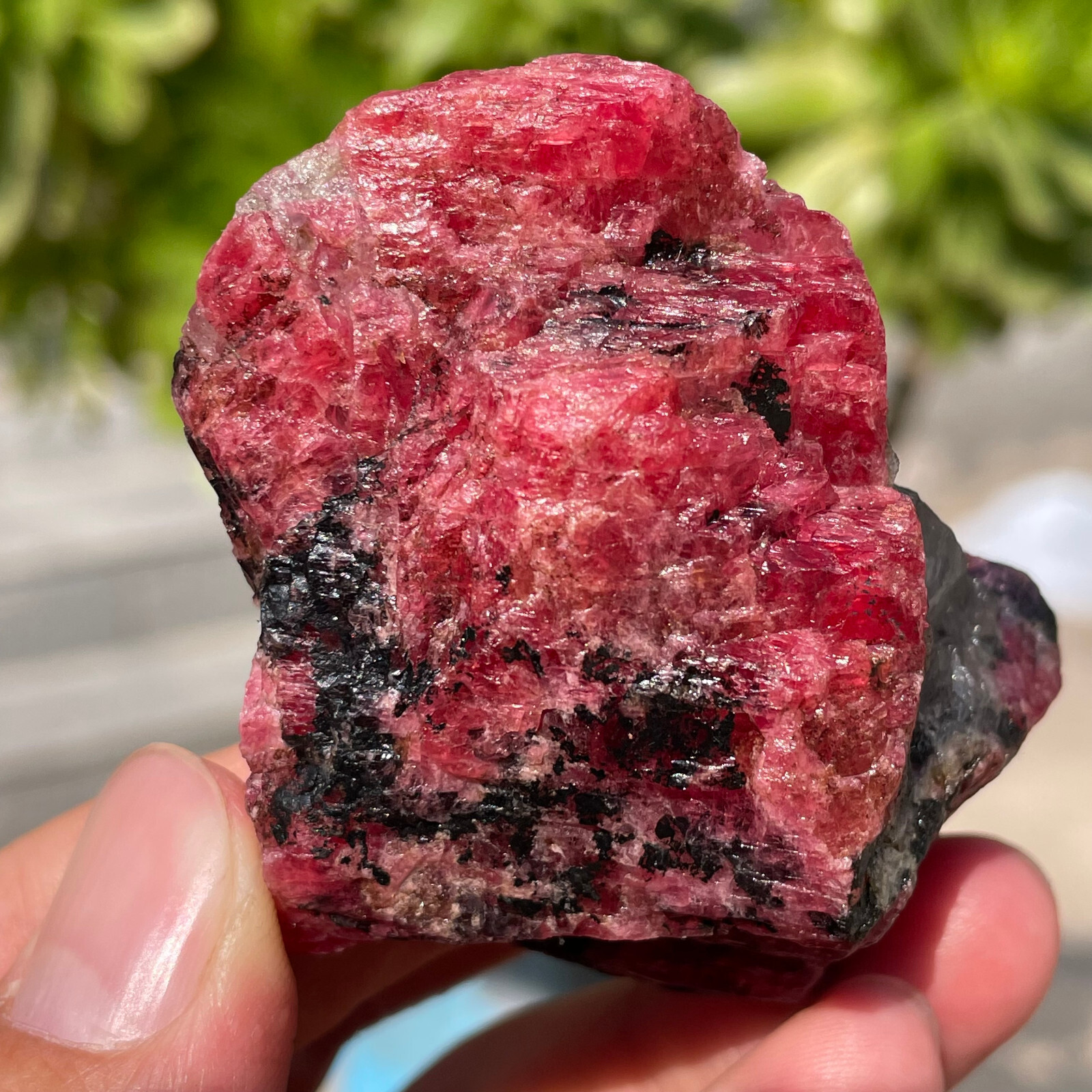91g Small Rough Stone Natural Red Black Rhodonite Quartz Crystal Specimen