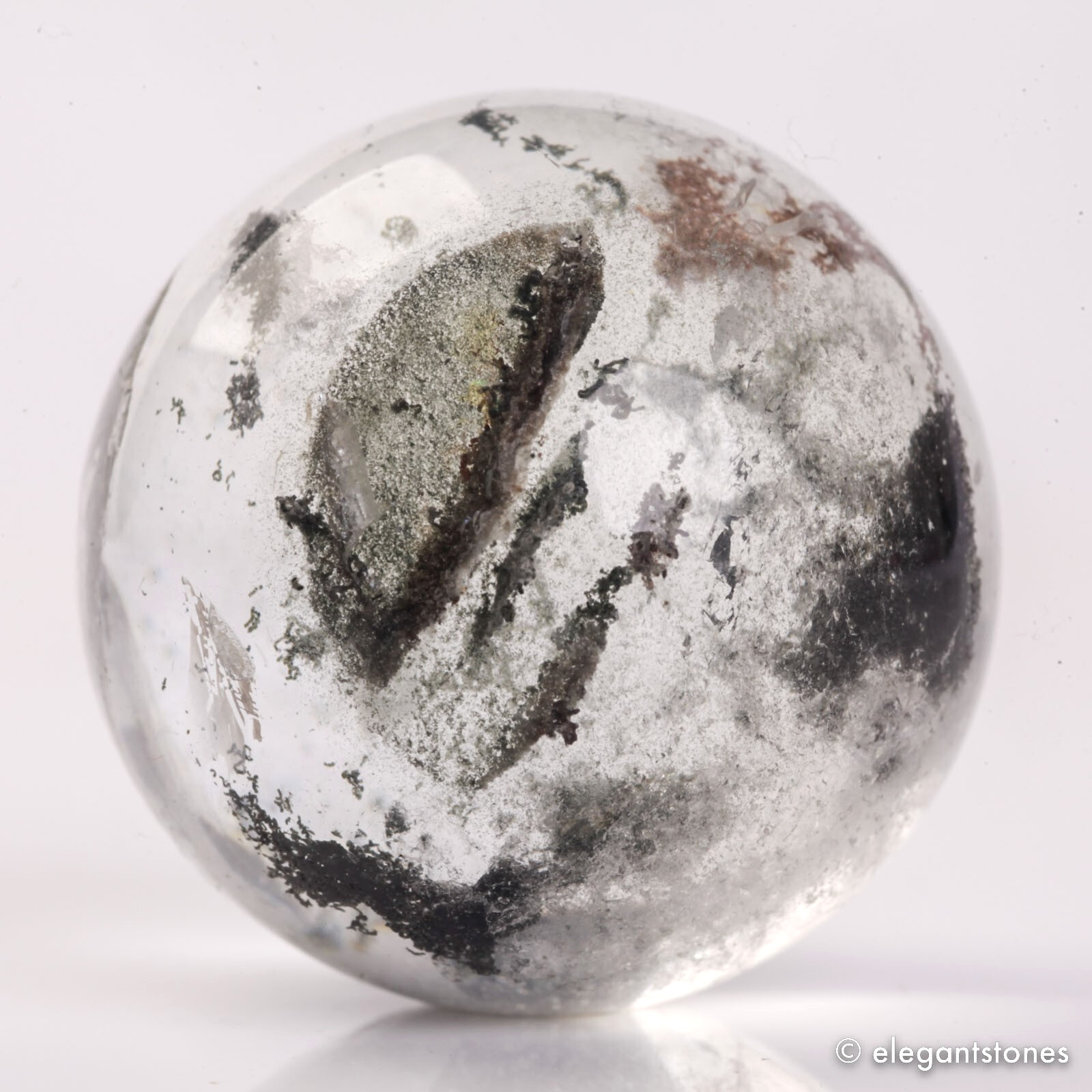 54g34mm Natural Garden/Phantom/Ghost/Lodolite Quartz Crystal Sphere Healing Ball