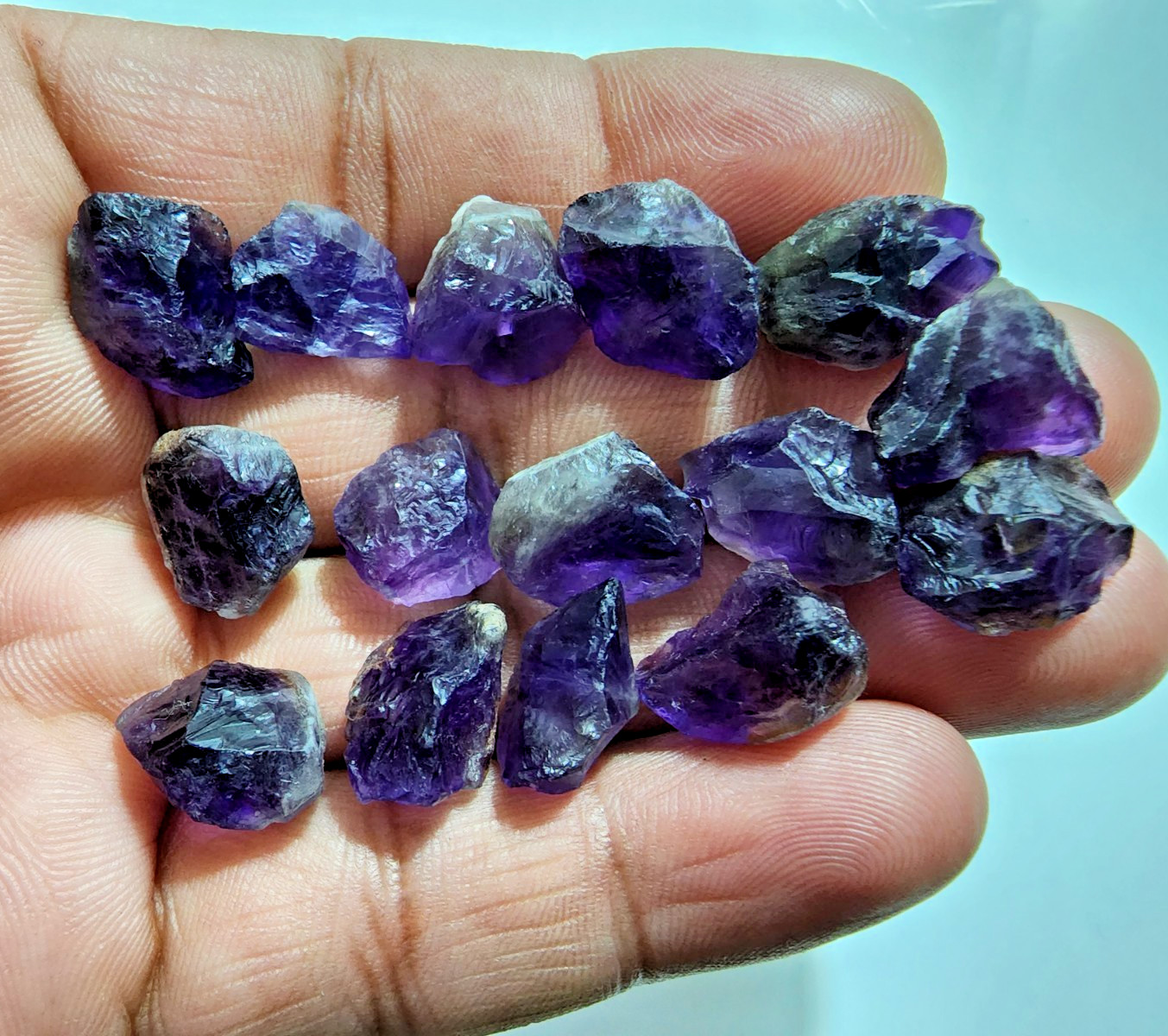 15 PCS Glowing A+ Purple Amethyst Rough Gemstone Raw Size 13-17 MM Crystal Rough