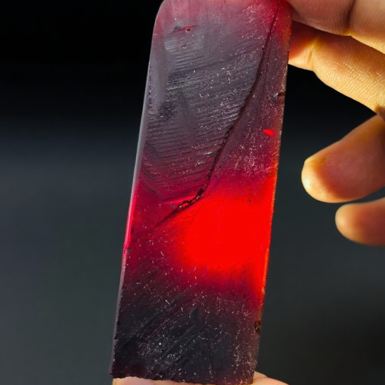 Lab-Grown Red Ruby Slice 425-525CT Synthetic Rectangular Gemstone for Jewellery
