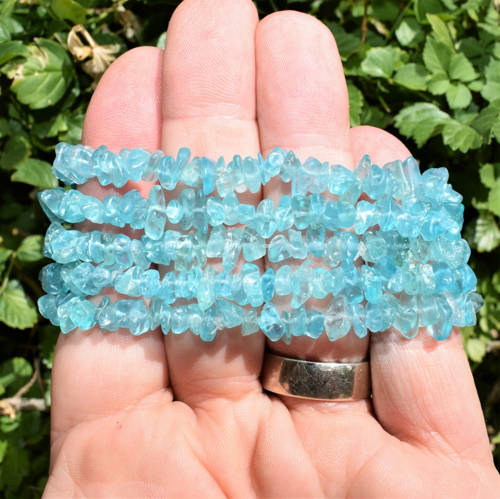 Charged Blue Apatite Jewelry Set – 18″ Necklace, 7″ Bracelet, 2″ Earrings