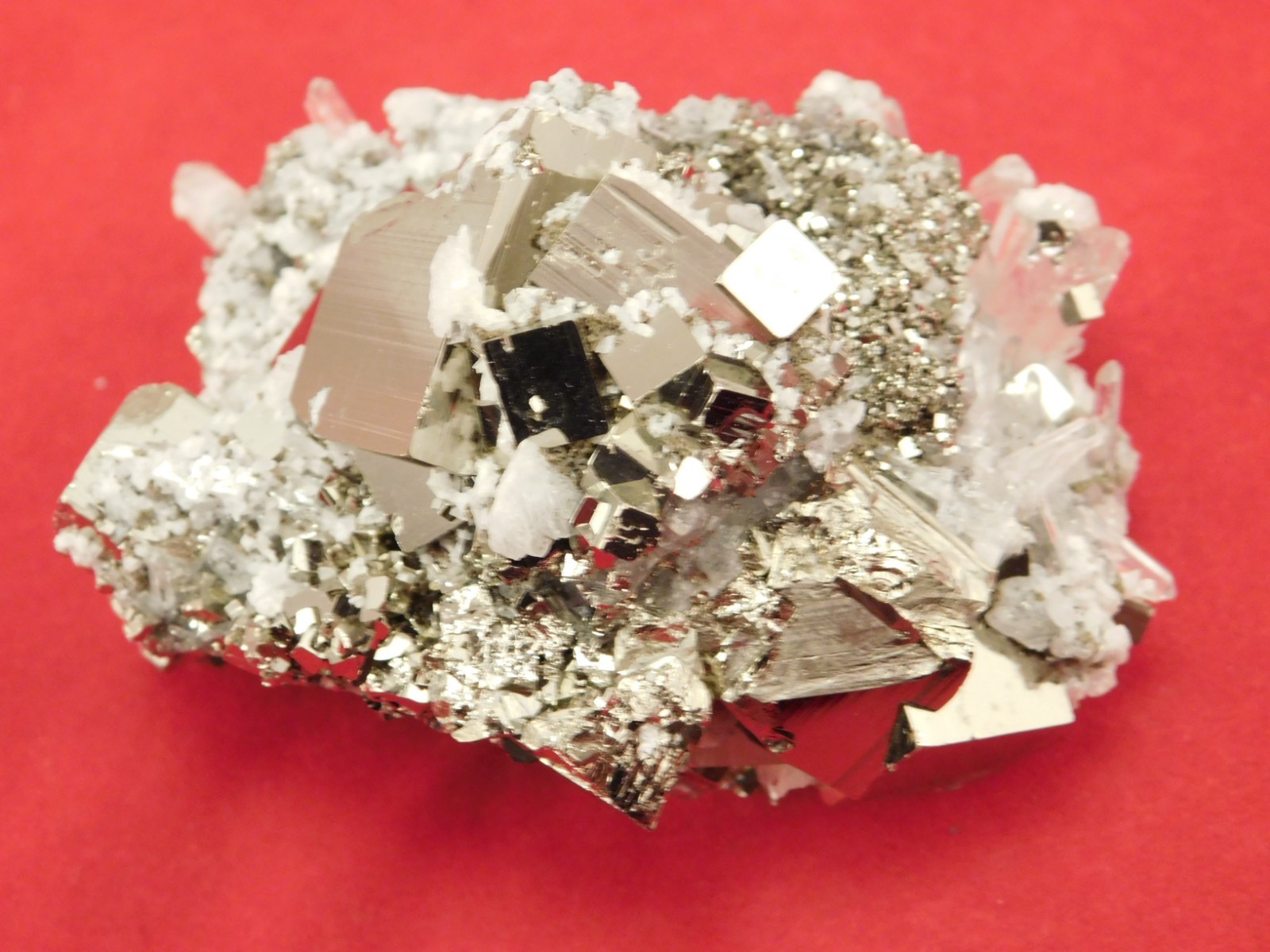 Larger! SUPER Nice PYRITE Crystal CUBE Cluster with Quartz Peru 297gr
