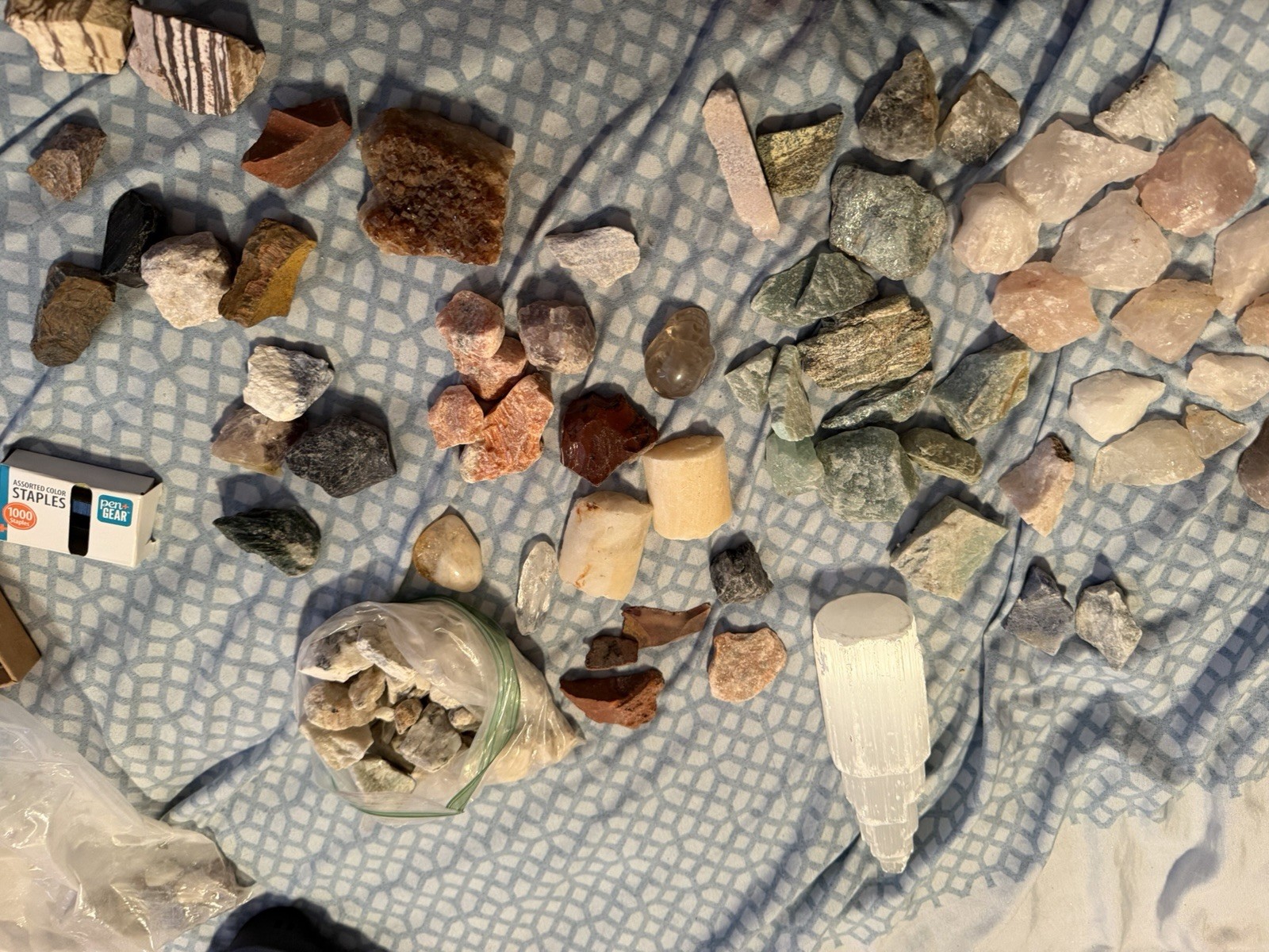 5 lbs Mixed Natural Crystals & Gemstones Lot Bag C Quartz, Jasper, Agate