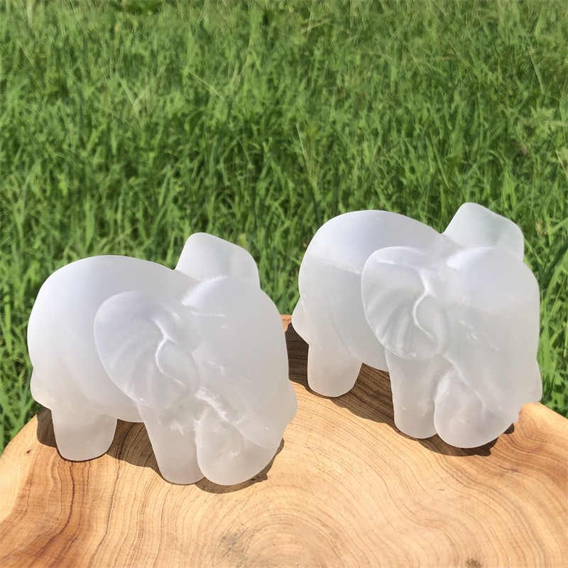 White Selenite Elephant Figurine Healing Home Decor Gift 1PCS