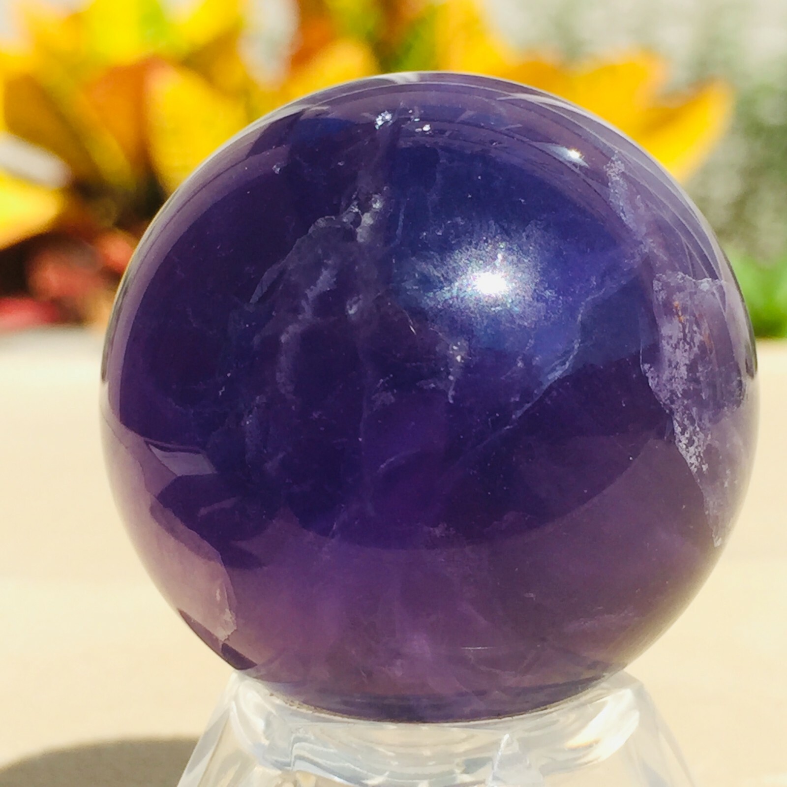 100g Fine Natural Dark Purple Fluorite Quartz Crystal Sphere Ball Healing