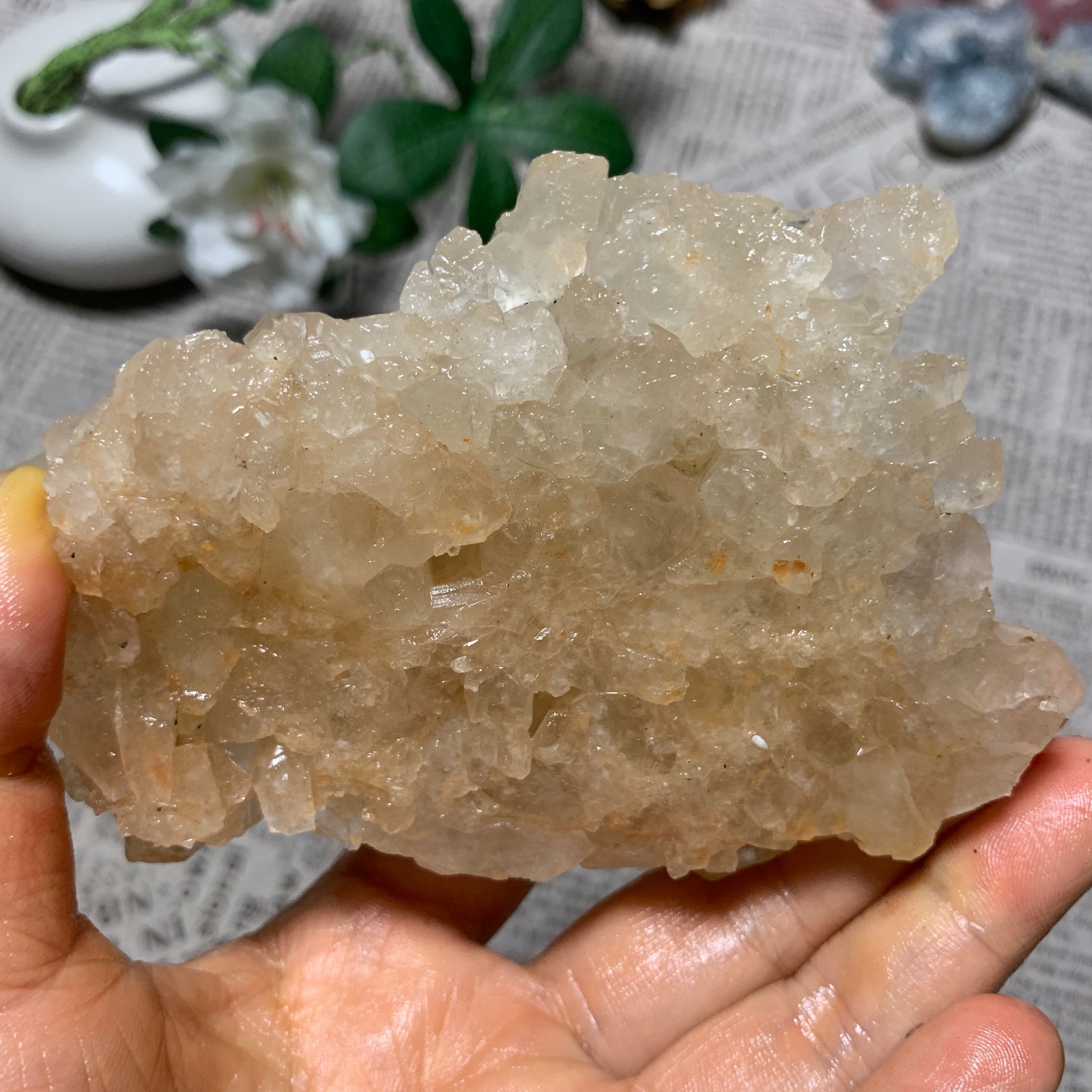 449g Natural white crystal cluster point mineral specimen Chakras Healing