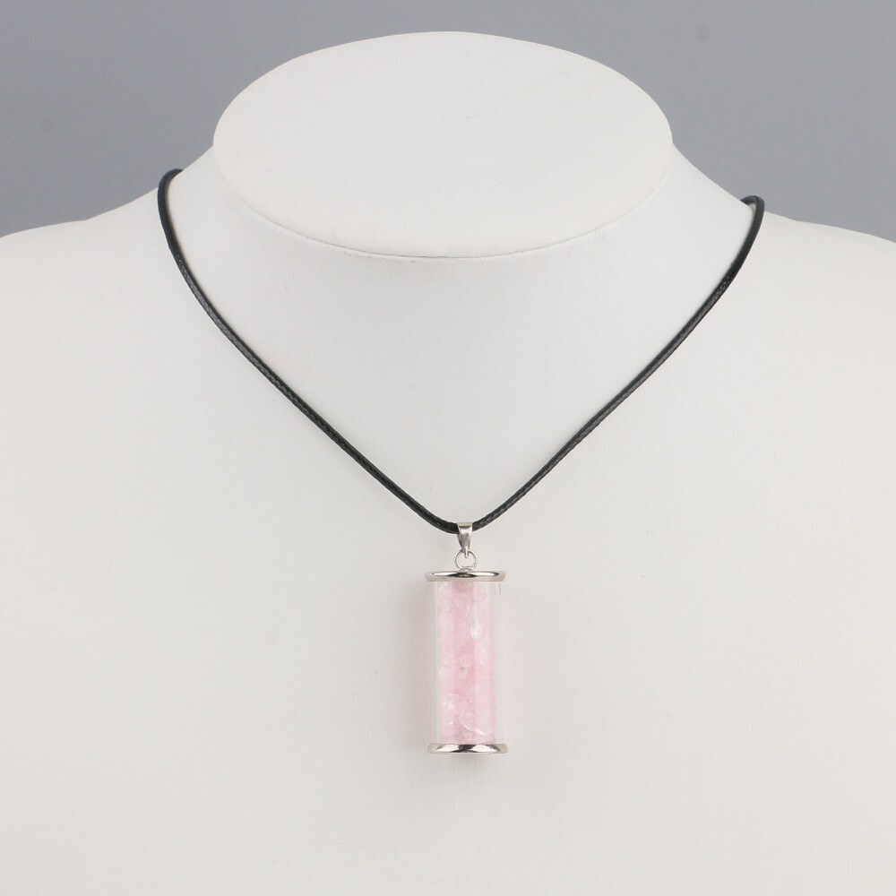 1PC Wishing Bottle 7 Chakra Crystal Pendulum Natural Chip Stone Pendant Necklace