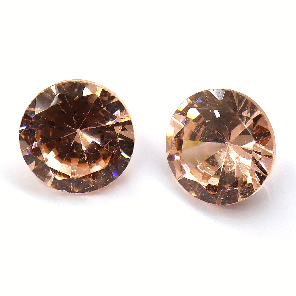 CERTIFIED 2 Pcs A+ Natural Peach Color Zircon Loose Gemstones Round Cut 8.60 Ct