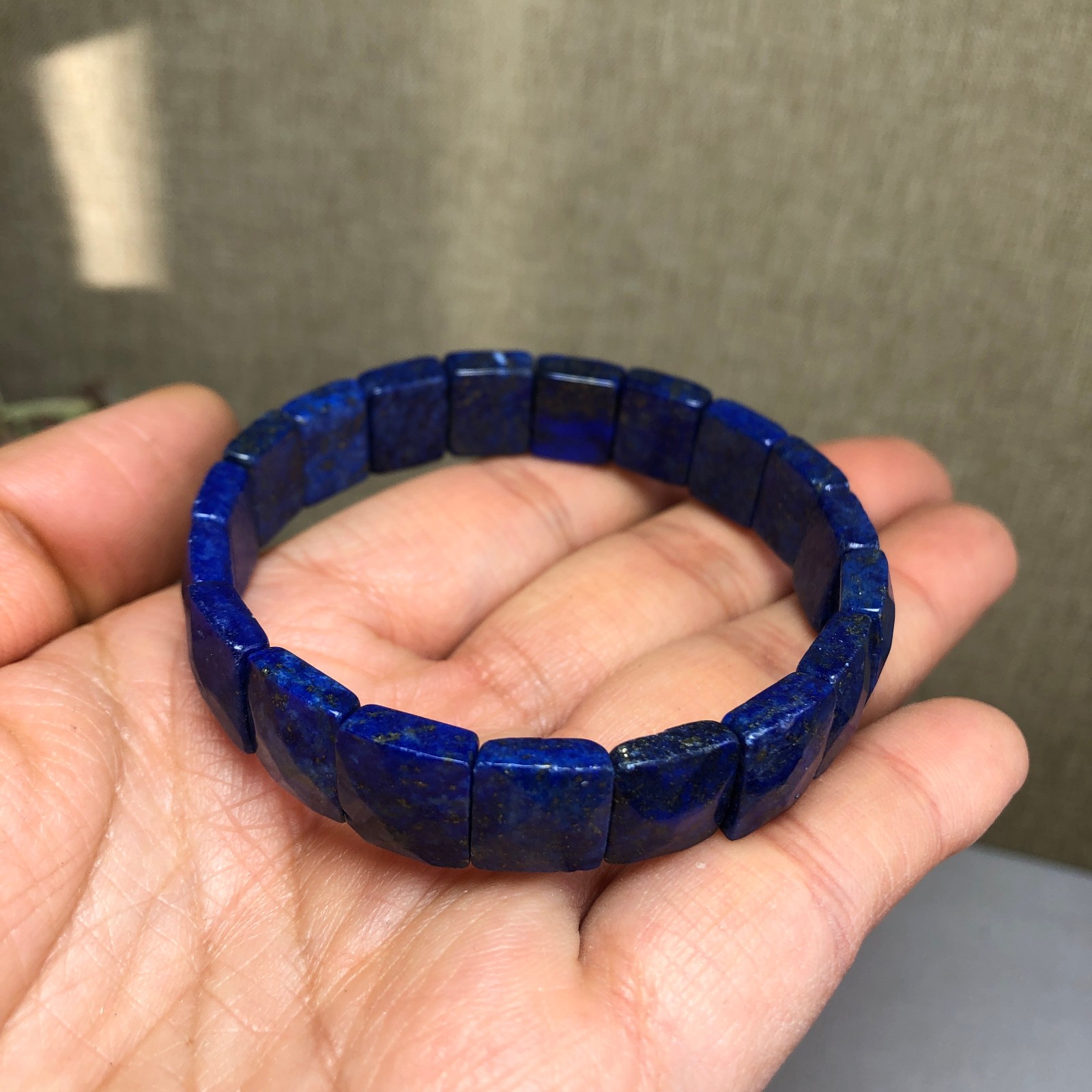 Rare Natural lapis lazuli Crystal Quartz chain aspect beads bracelet 25g A3113