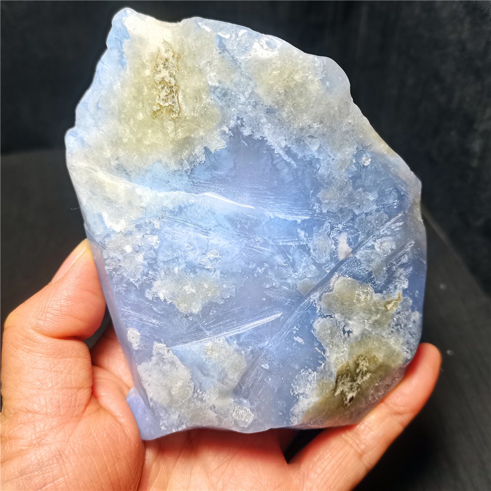 RARE 393.2g Natural Argentine Blue Agate Stone Geode Healing R2136