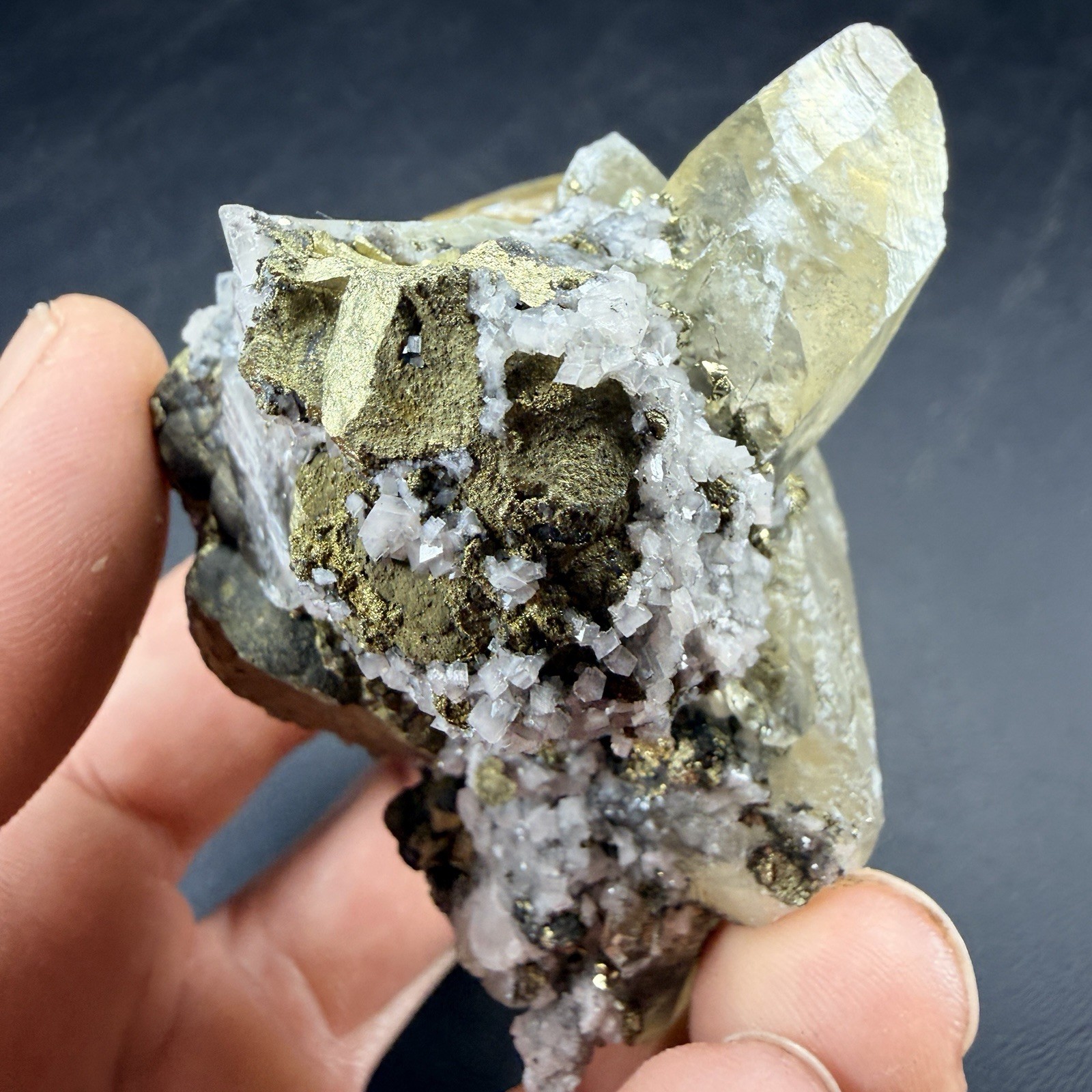 Golden Calcite Chalcopyrite Dolomite Crystal Combo / Sweetwater Mine *Video*