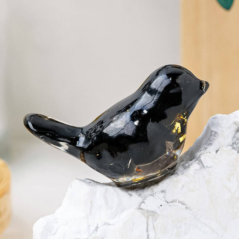 Natural Quartz Crystal Gravel Drops Glue Bird Mini Healing Birdie Resin Decor