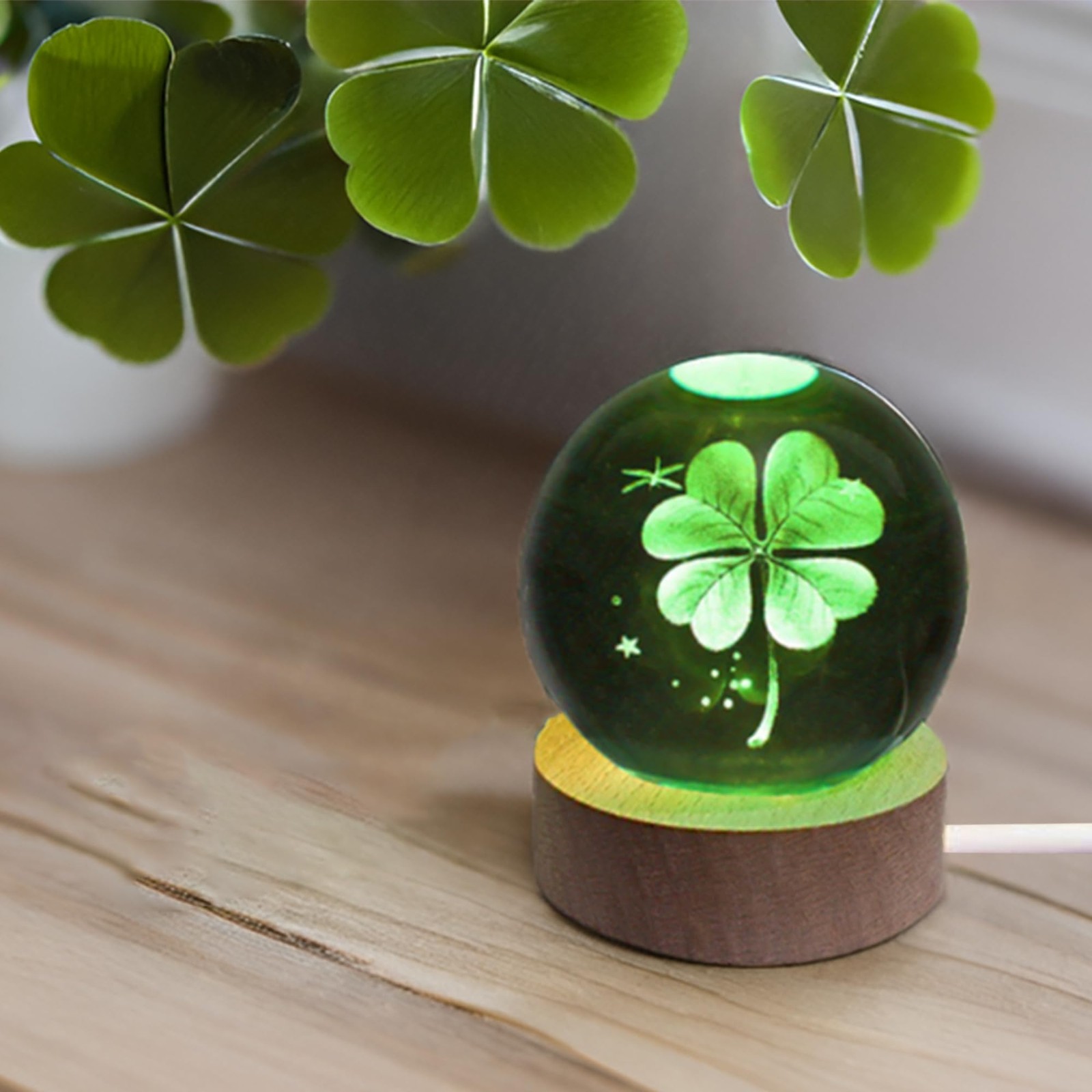 AOFEGRLT 80mm Four Leaf Clover 3D Crystal 3.15 inches, Multi_4